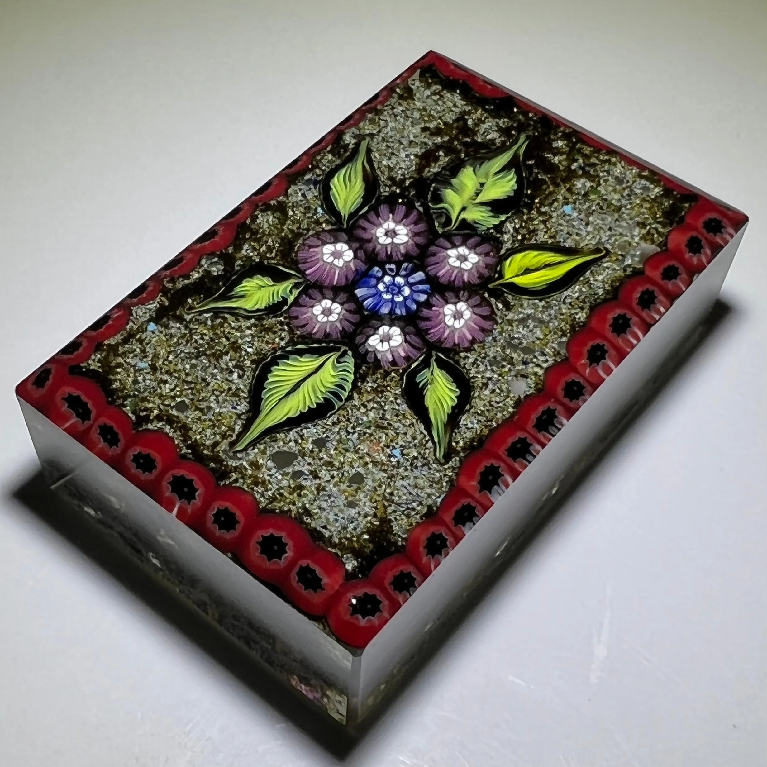 Tomasz Gondek 2020 Glass Art Paperweight Millefiori Nosegay Plaque With Millefiori Border