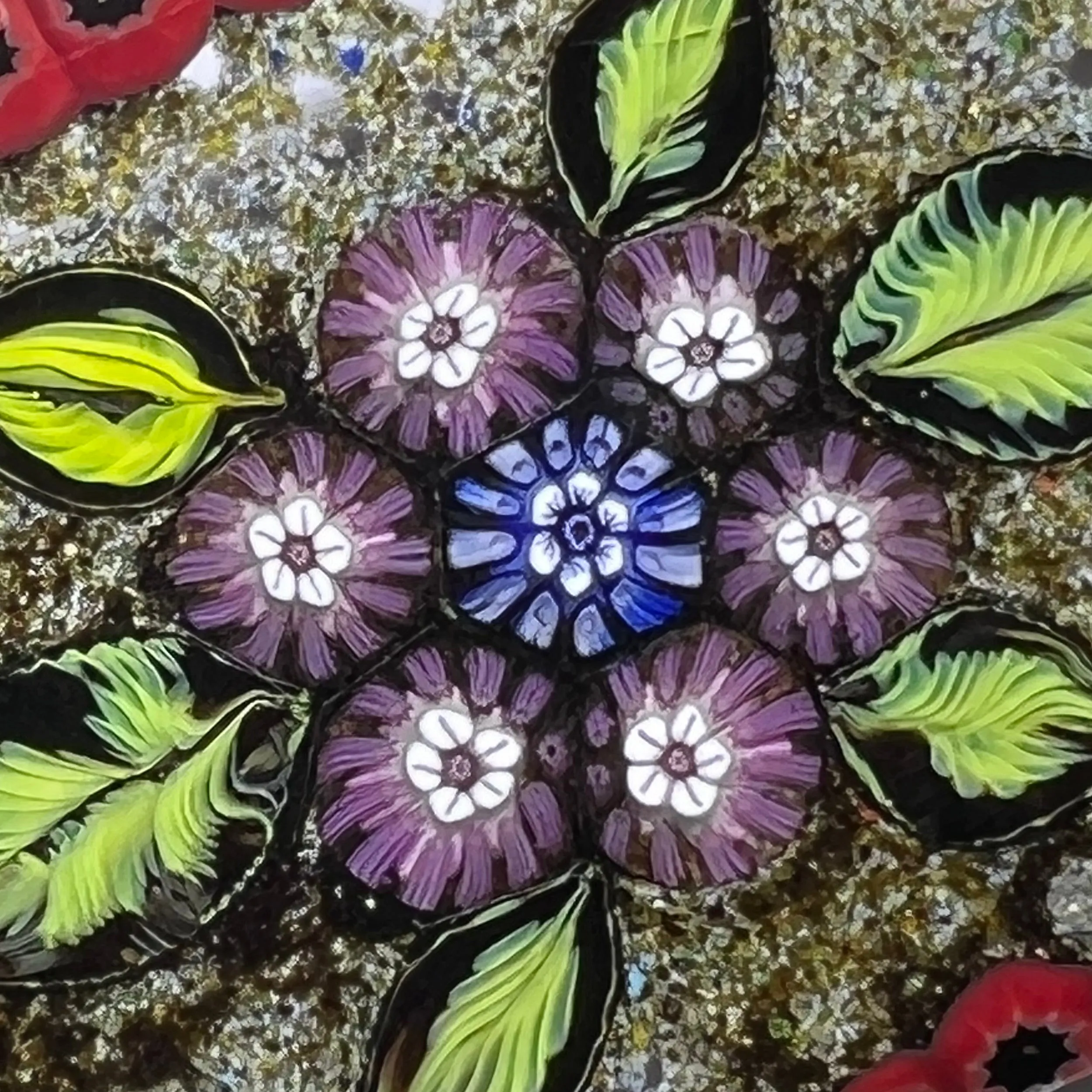 Tomasz Gondek 2020 Glass Art Paperweight Millefiori Nosegay Plaque With Millefiori Border