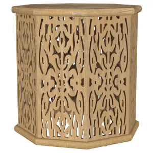 Torres Octagonal Solid Mango Wood Side Table Natural Brown