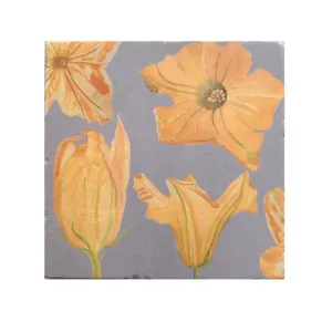 Trivet - Pumpkin Flowers on Grey