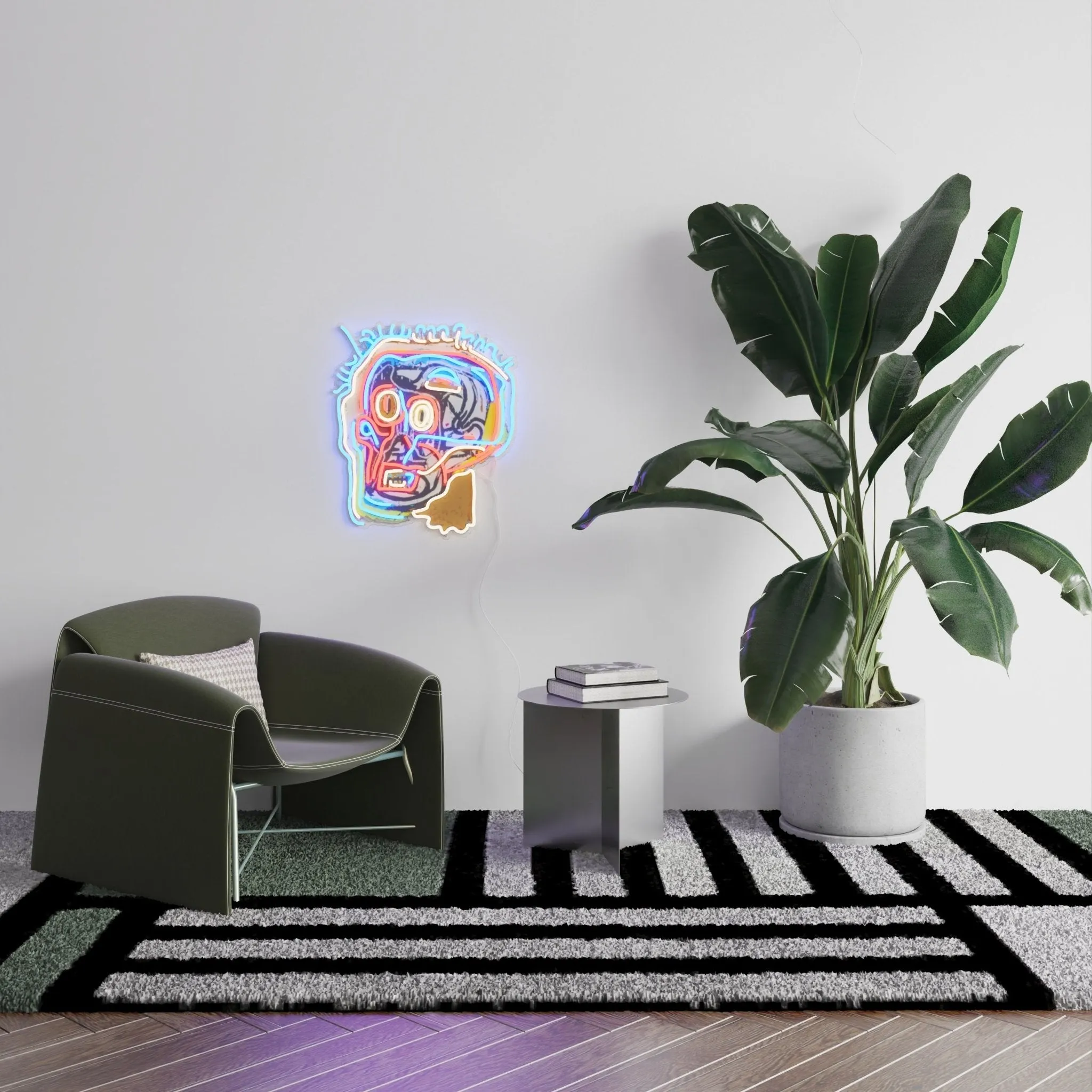 Untitled (Head) YP x Jean Michel Basquiat, LED neon sign