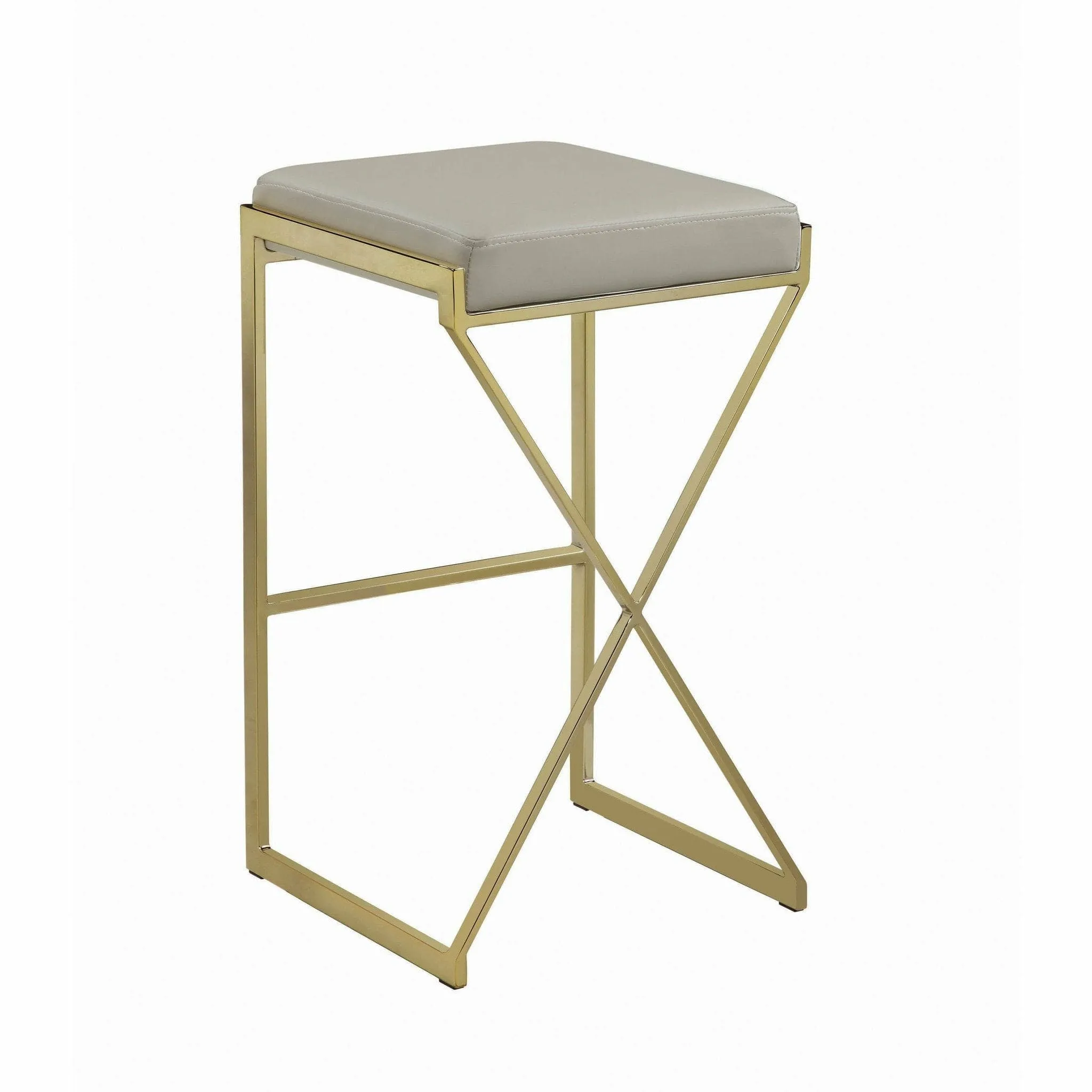 Upholstered Bar Stool Taupe with Brass Legs - 29.5"