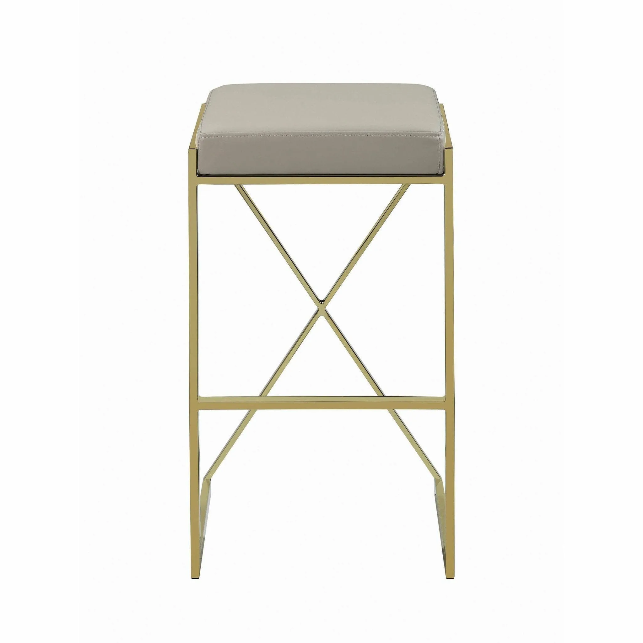 Upholstered Bar Stool Taupe with Brass Legs - 29.5"