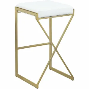 Upholstered Bar Stool Taupe with Brass Legs - 29.5"