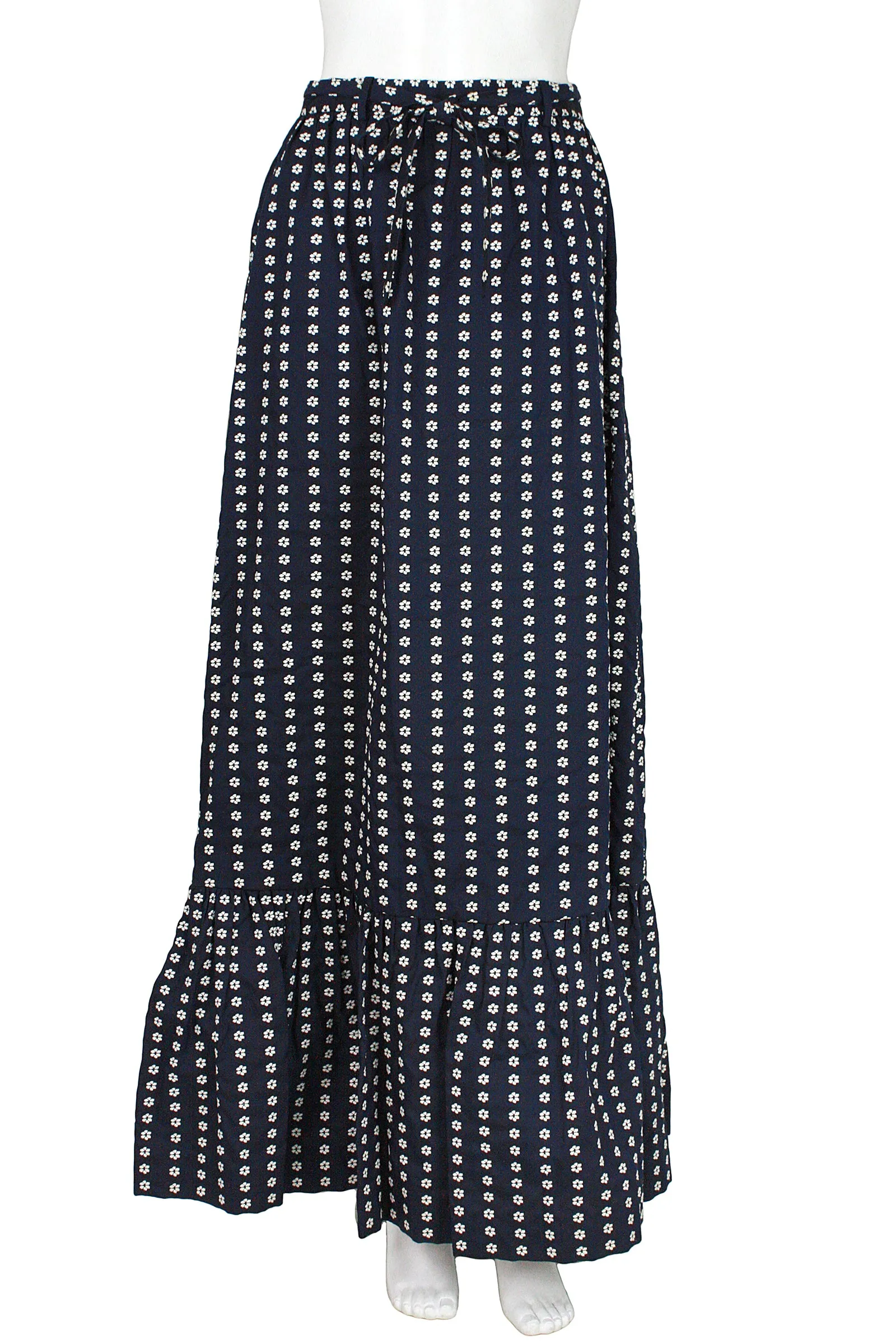 VALENTINO Boutique Circa 1960s Navy & White Floral Pattern Skirt