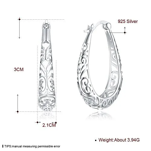 Vintage 925 Sterling Silver Small Hoop Earrings- Women Girls