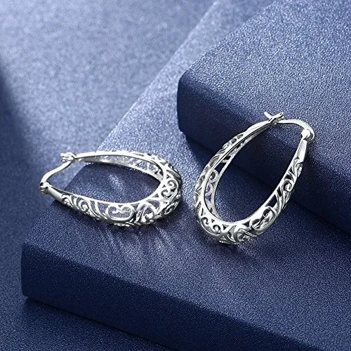 Vintage 925 Sterling Silver Small Hoop Earrings- Women Girls