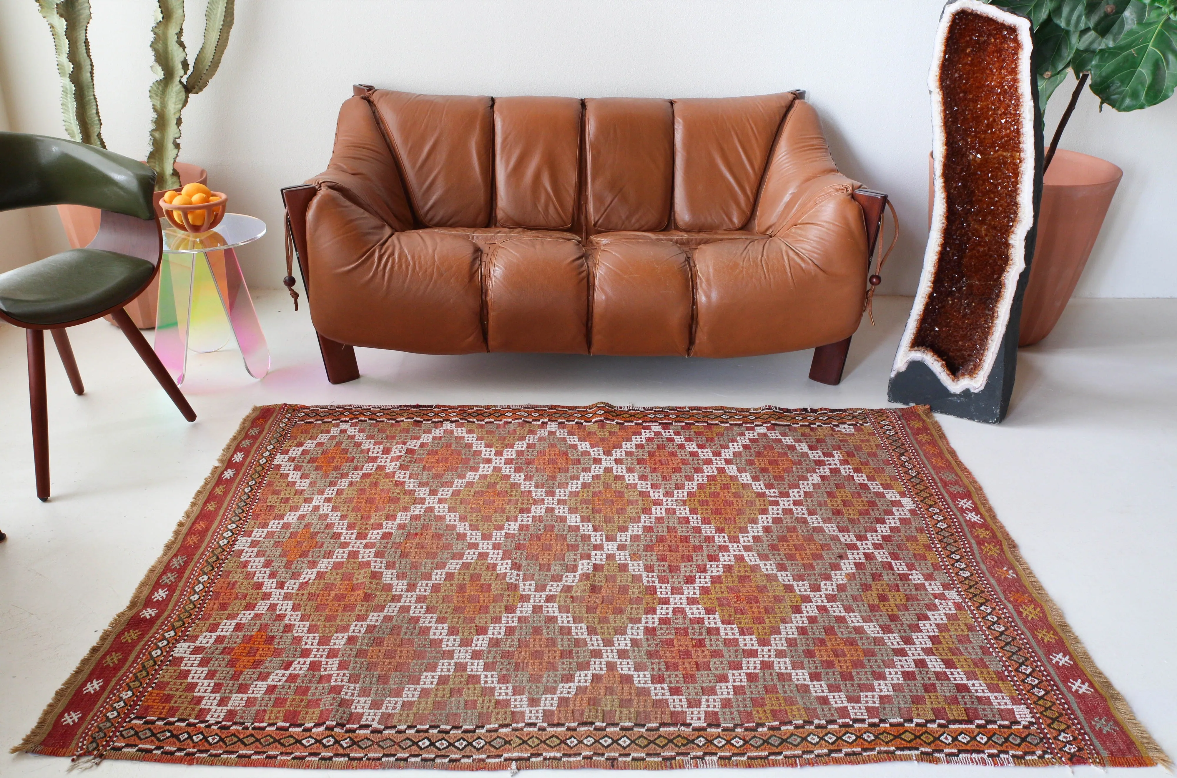 Vintage Aegean Cicim Kilim Rug 4'9"x6'5"