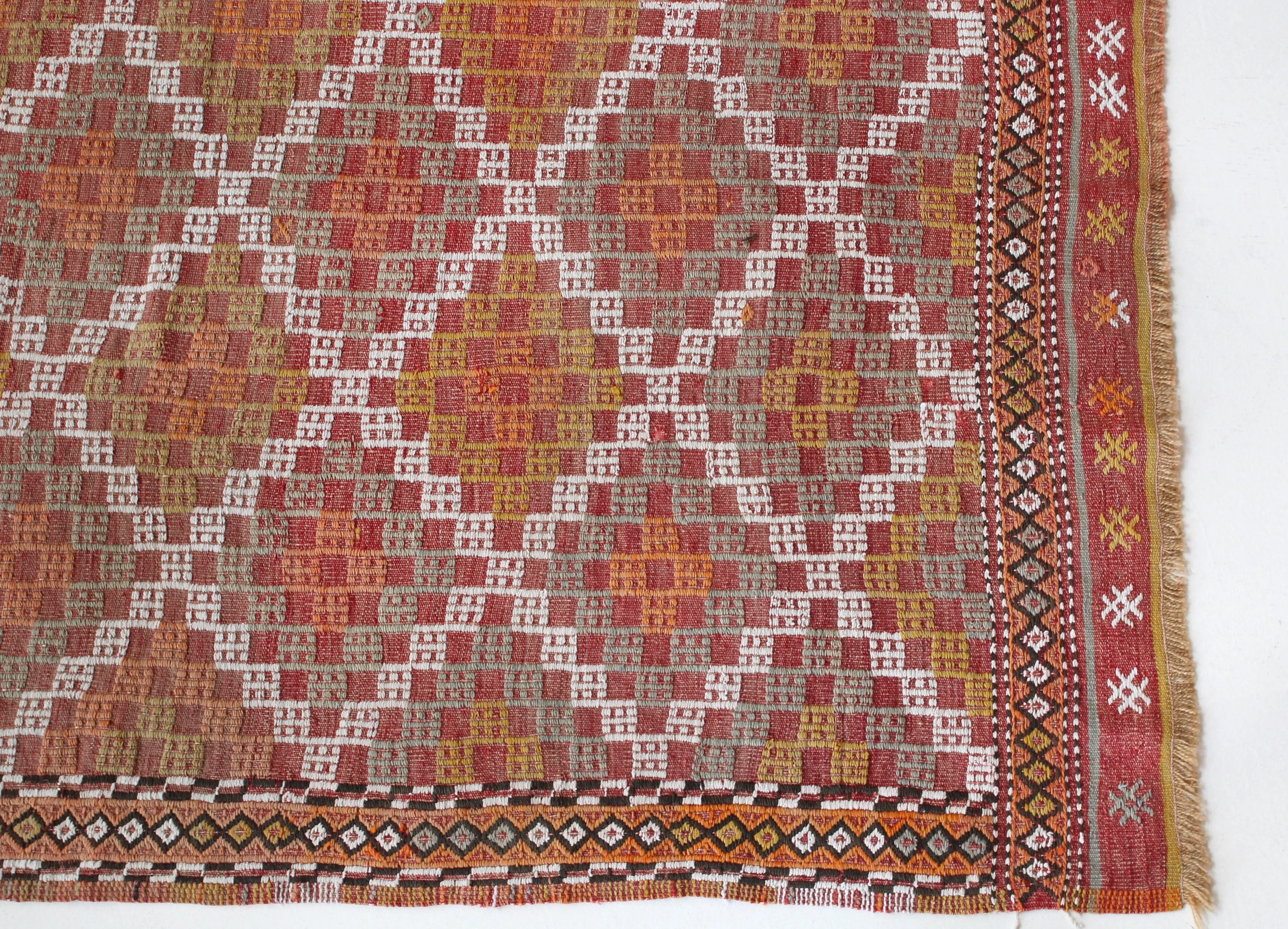 Vintage Aegean Cicim Kilim Rug 4'9"x6'5"