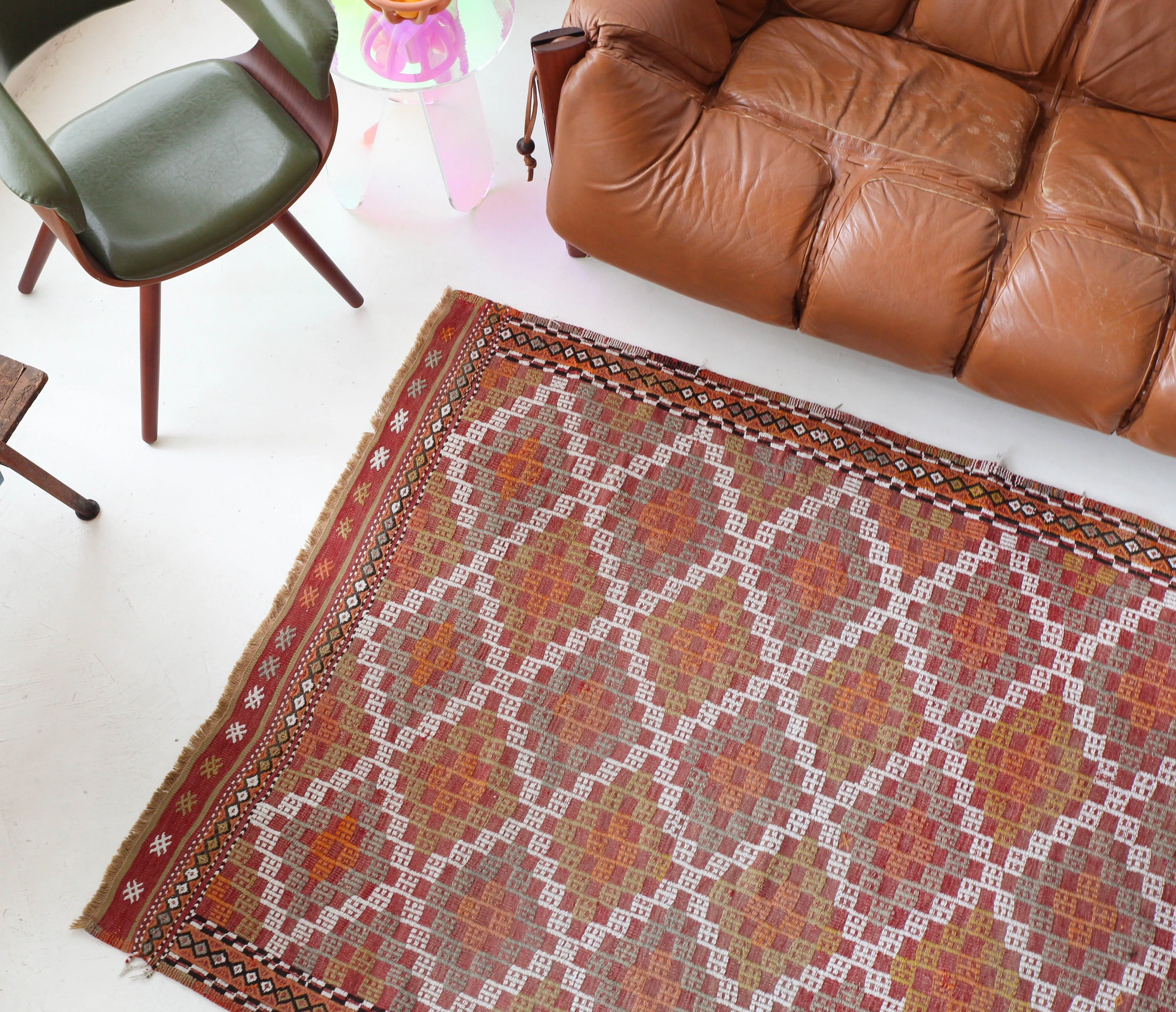 Vintage Aegean Cicim Kilim Rug 4'9"x6'5"