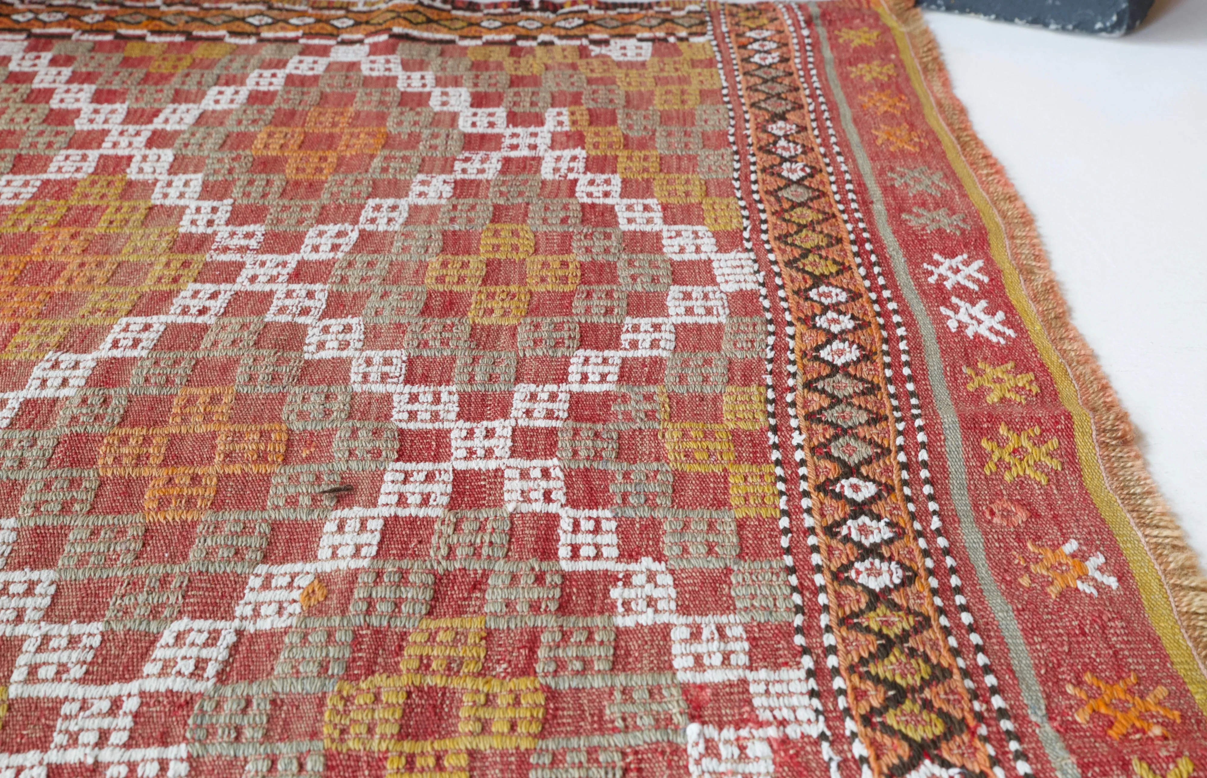 Vintage Aegean Cicim Kilim Rug 4'9"x6'5"