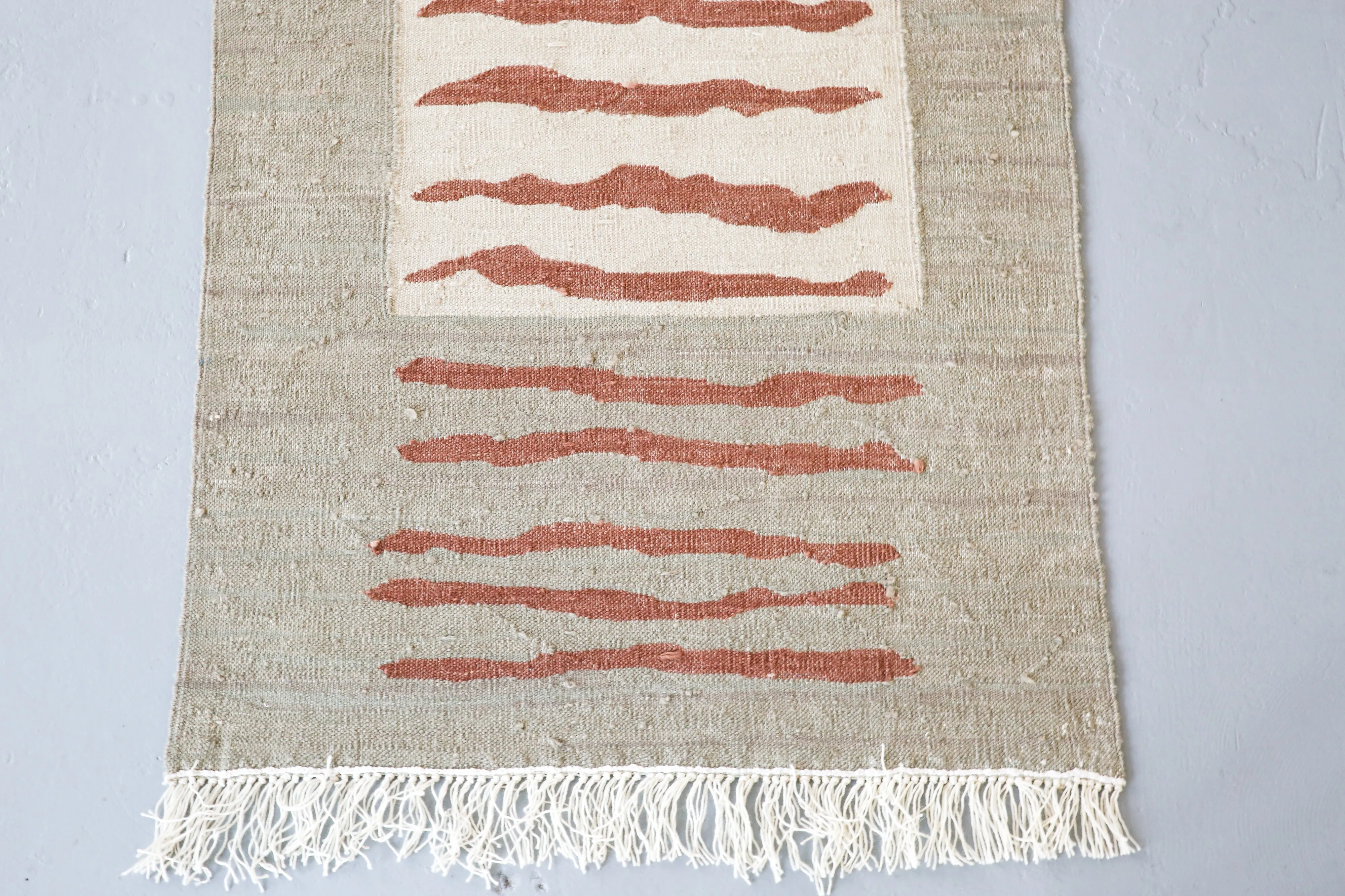 Vintage Aegean Kilim Runner 2.6ftx12.3ft