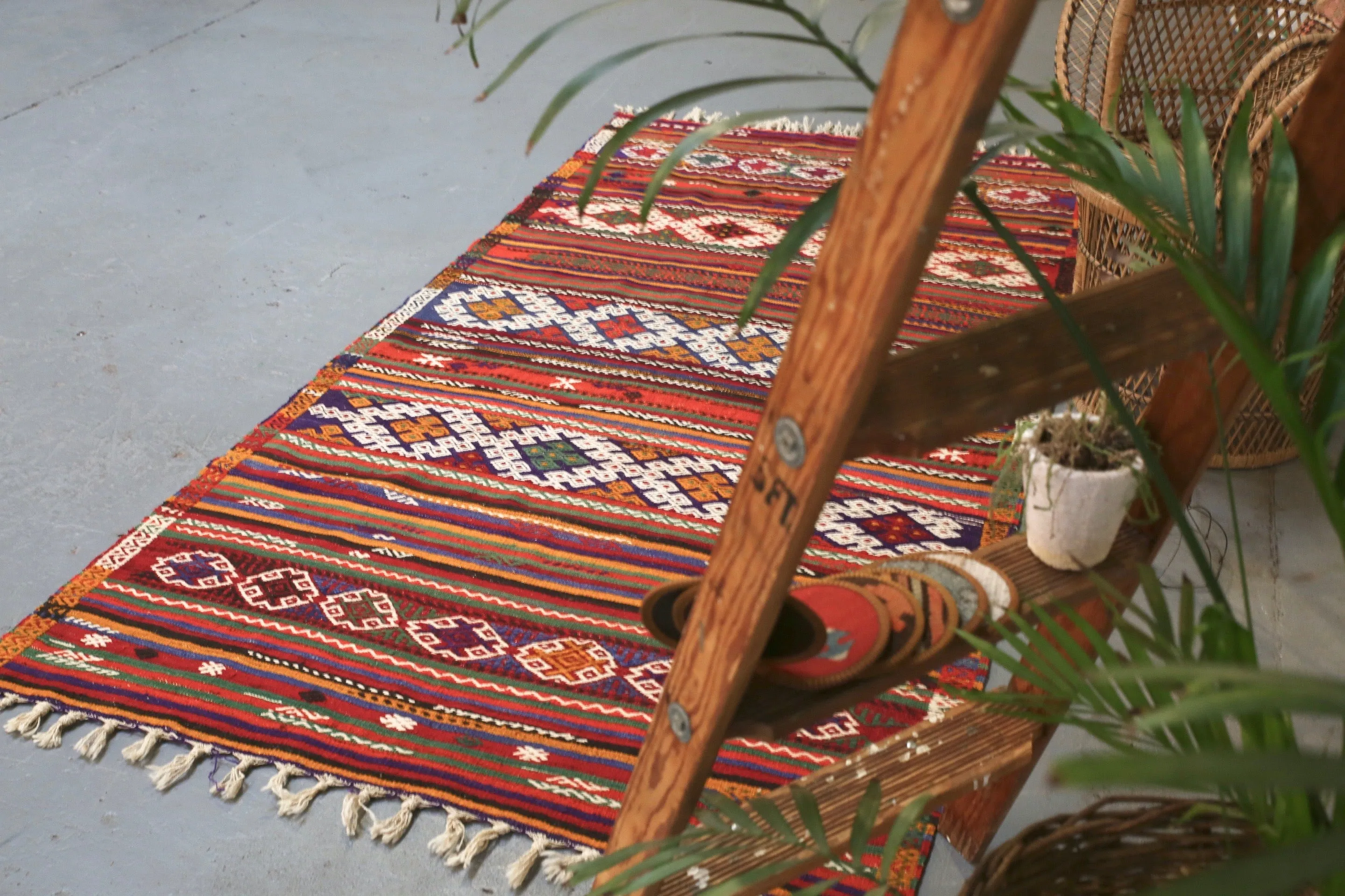 Vintage Anatolian Kilim 4.4ftx8.6ft