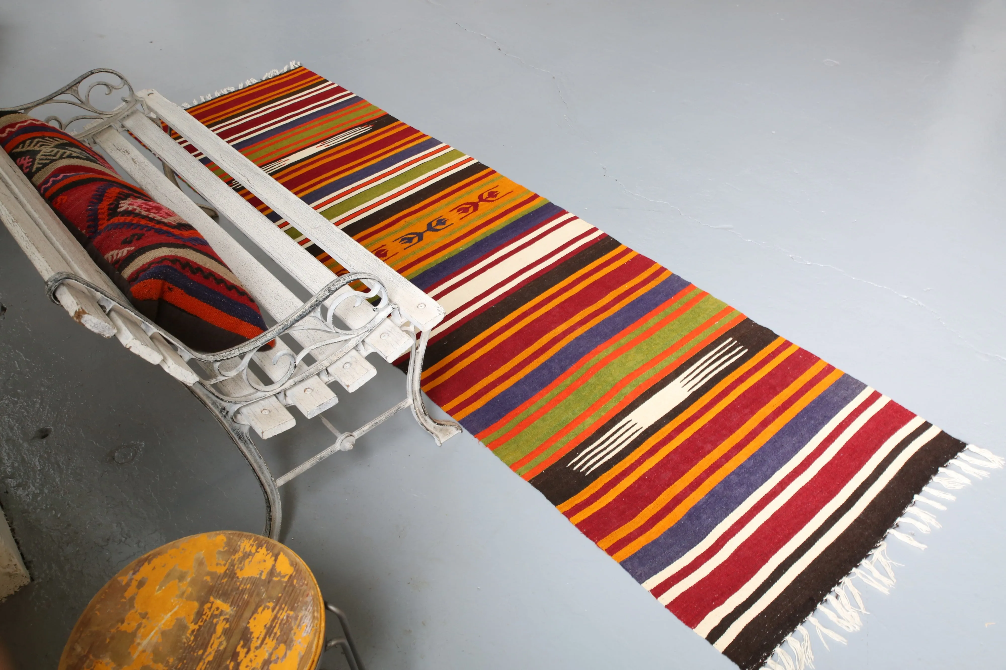 Vintage Anatolian Kilim Runner 2.4ftx8.4ft