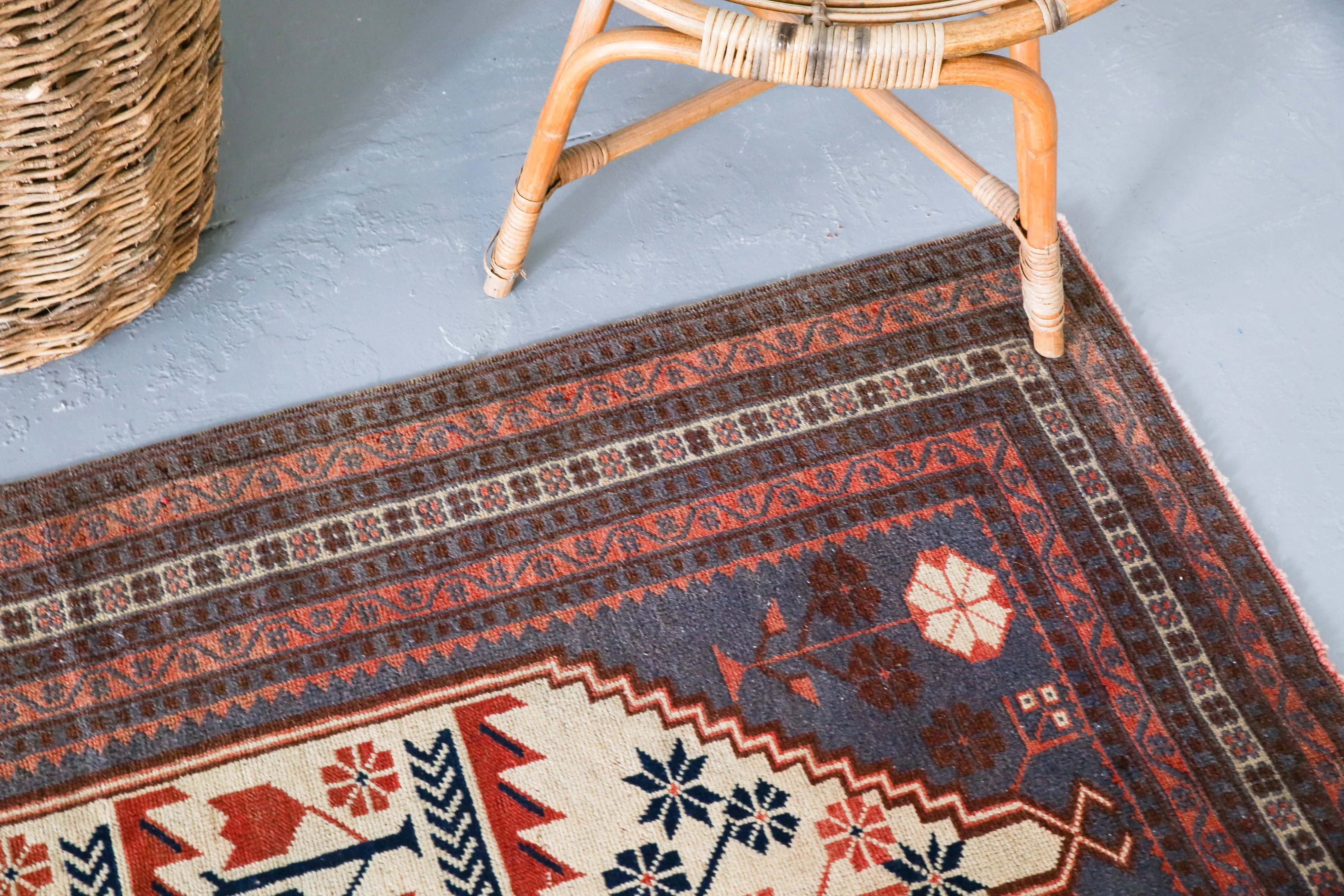 Vintage Anatolian Rug 3.7ftx6ft