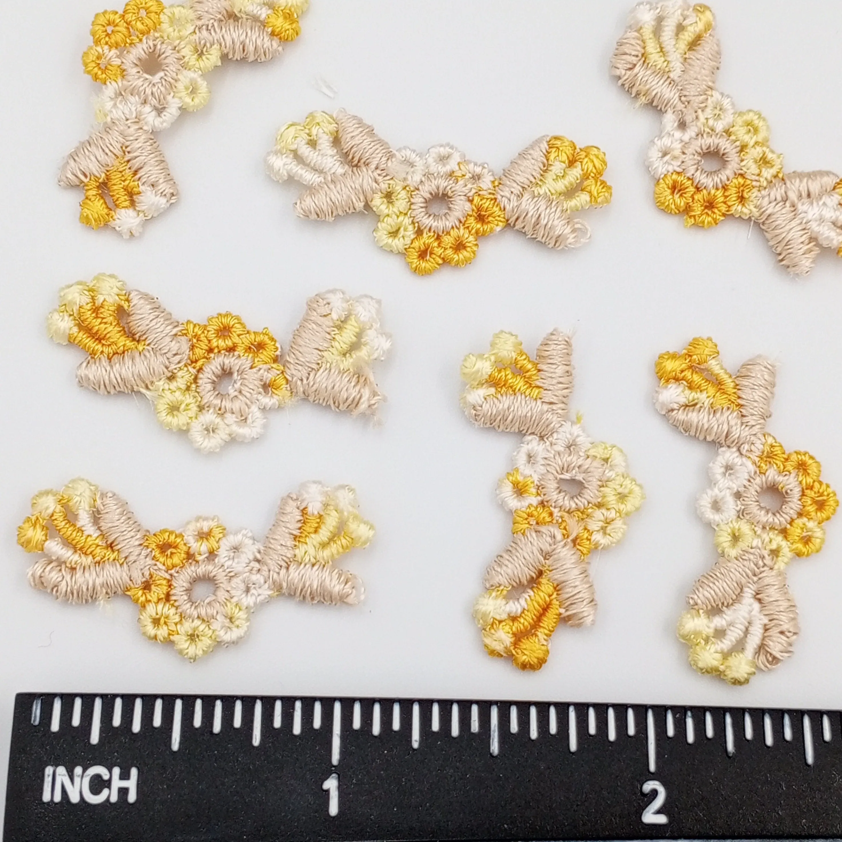 VINTAGE appliques yellow natural flower embroidery Patches #328