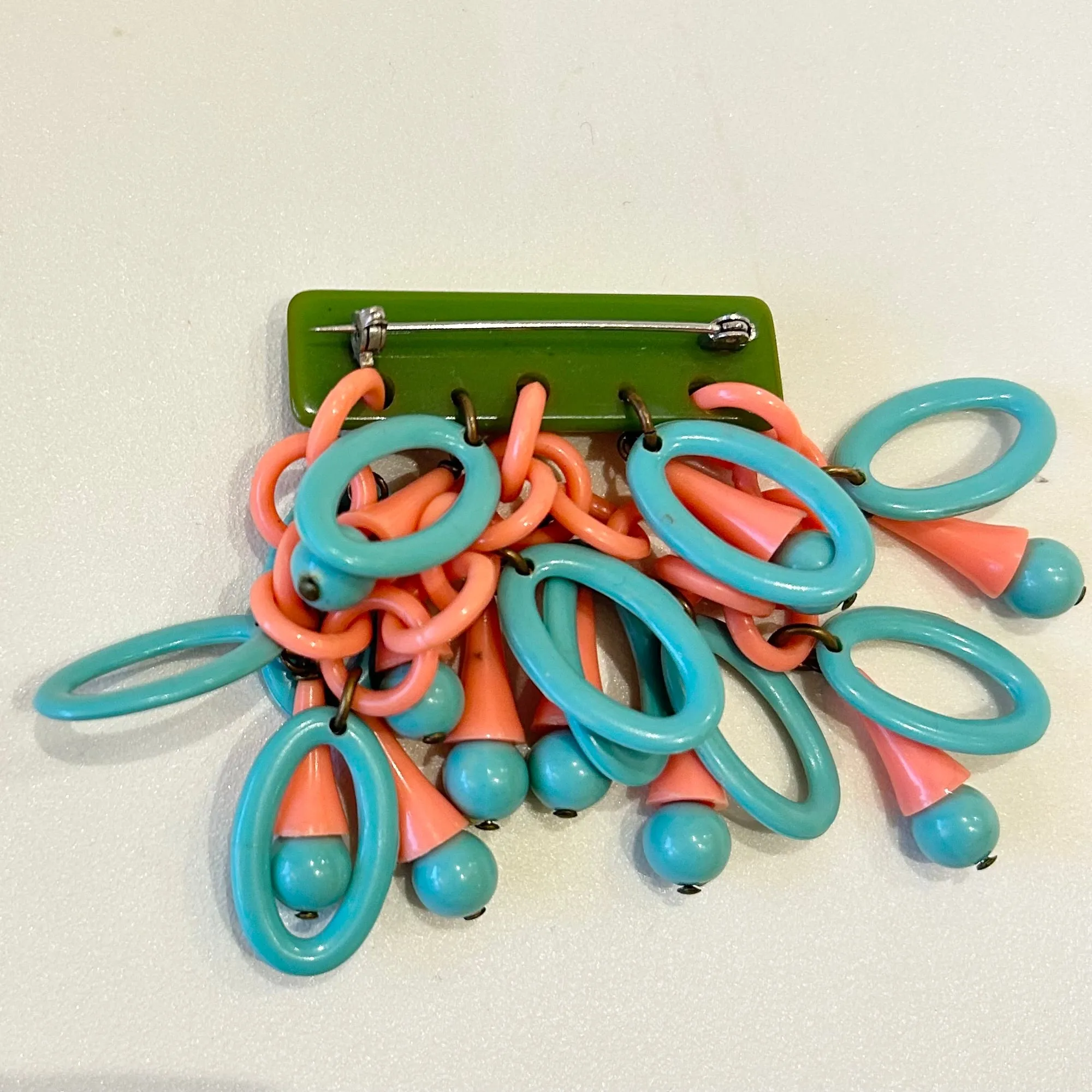 Vintage Bakelite Dangling Shapes Brooch