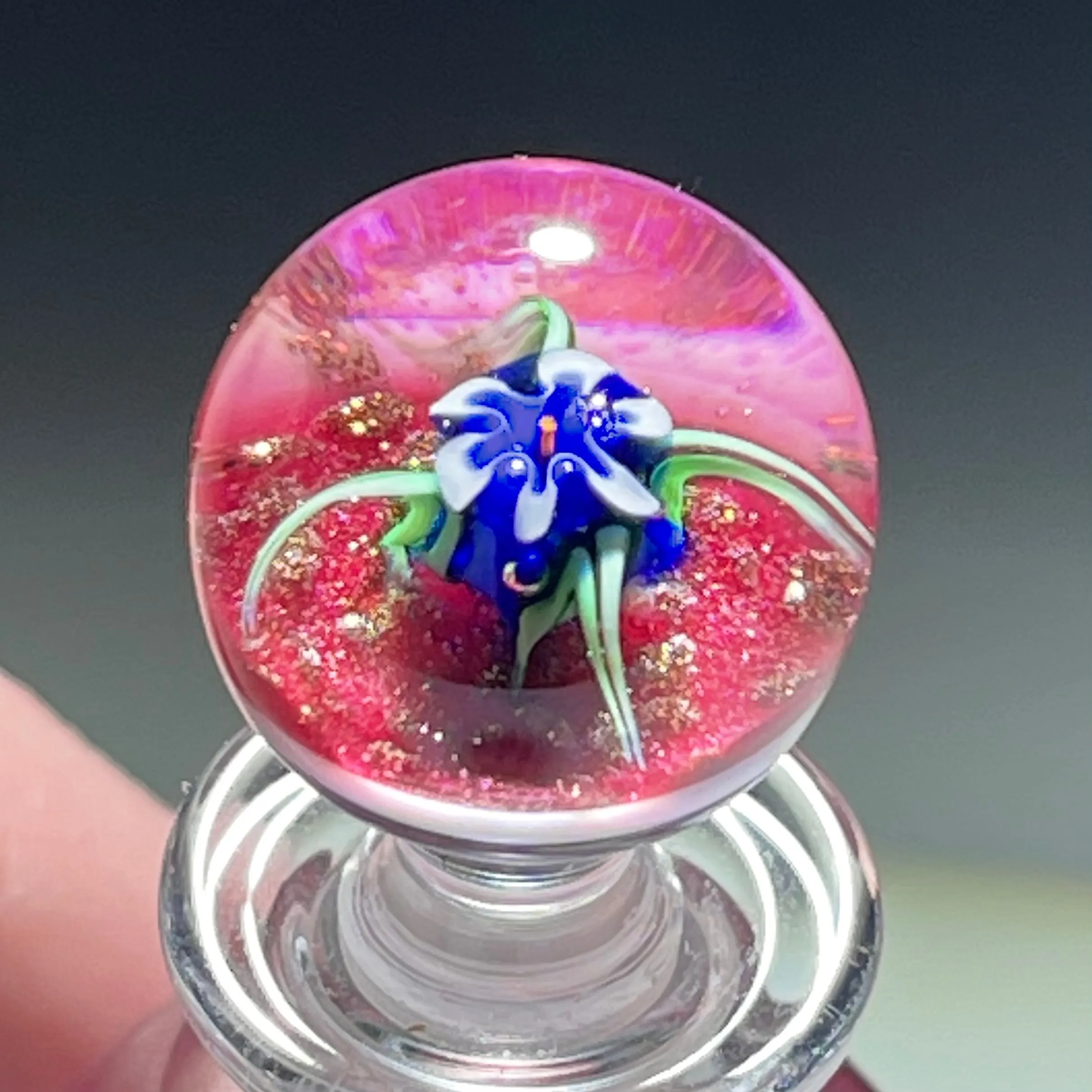 Vintage Charles Kaziun Jr. Lampwork Spider Lily Paperweight Style Bottle