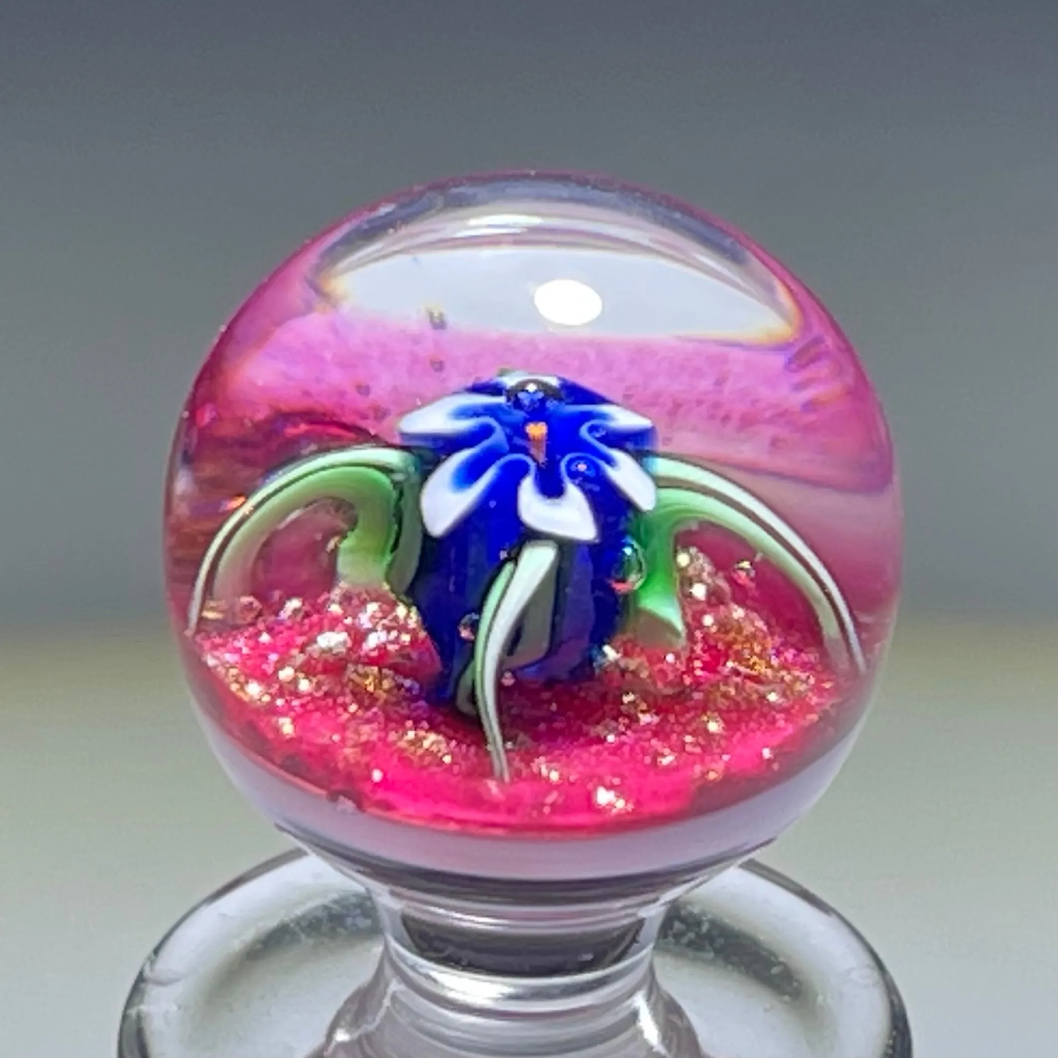 Vintage Charles Kaziun Jr. Lampwork Spider Lily Paperweight Style Bottle