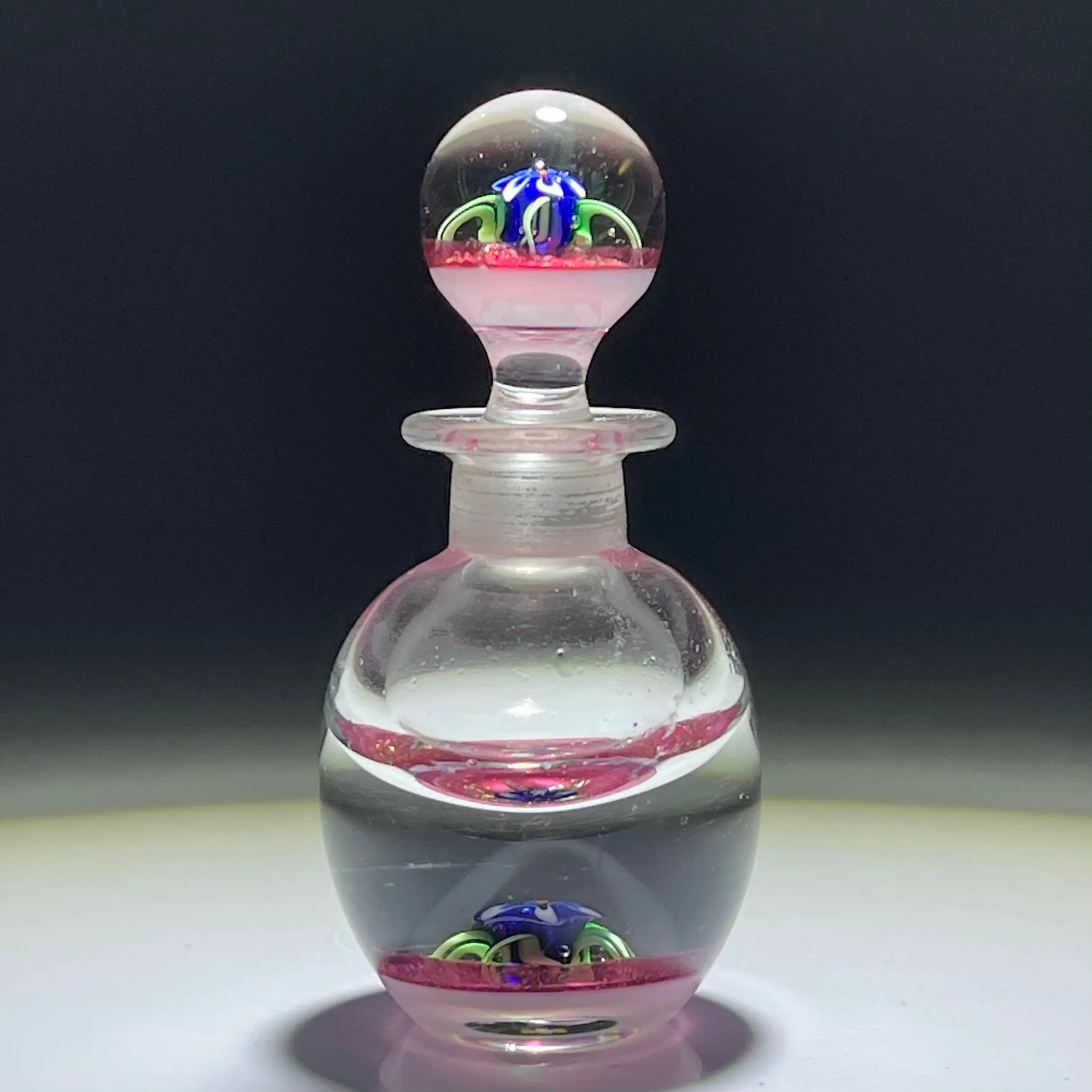 Vintage Charles Kaziun Jr. Lampwork Spider Lily Paperweight Style Bottle