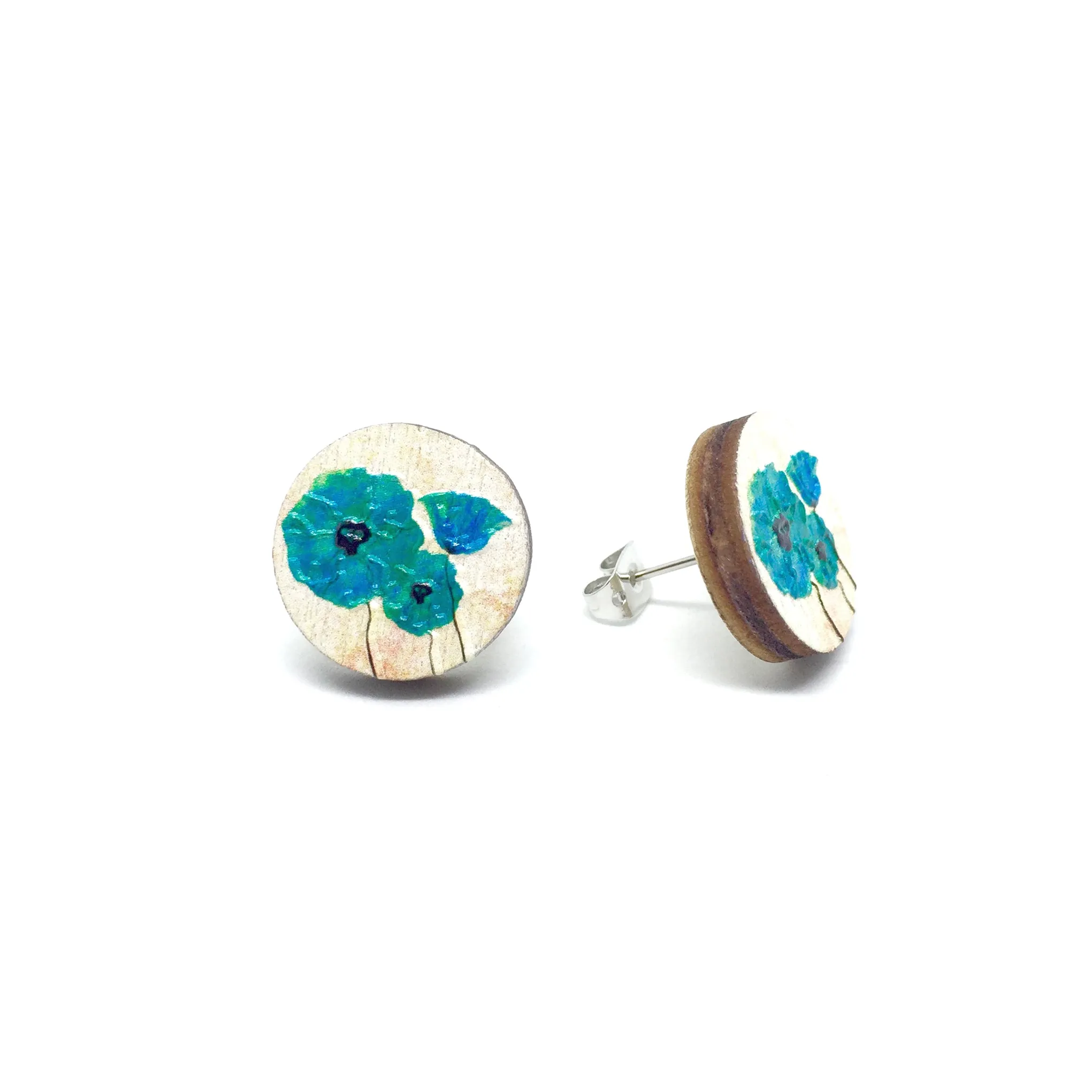 Vintage Flowers Wooden Earrings
