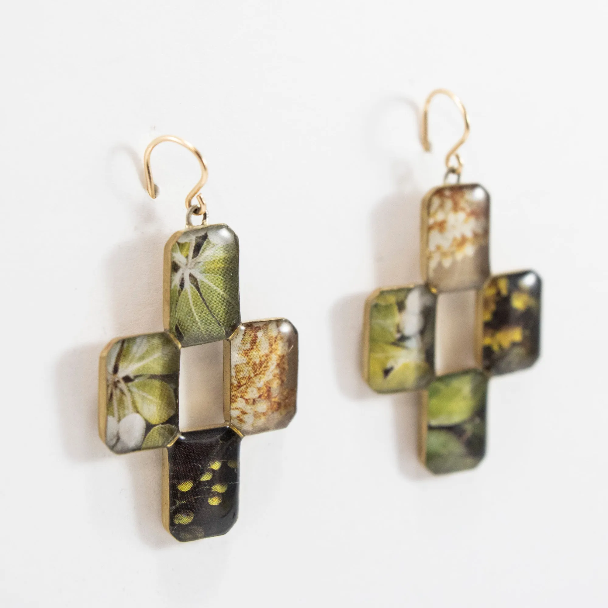 Vintage Garden Photography Cross Earrings