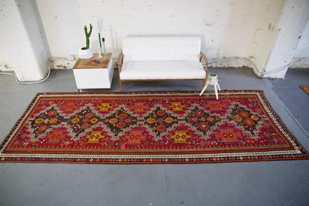 Vintage Kars Kilim Rug 5'.7"x15'