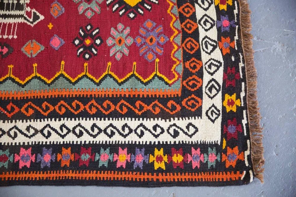 Vintage Kars Kilim Rug 5'.7"x15'