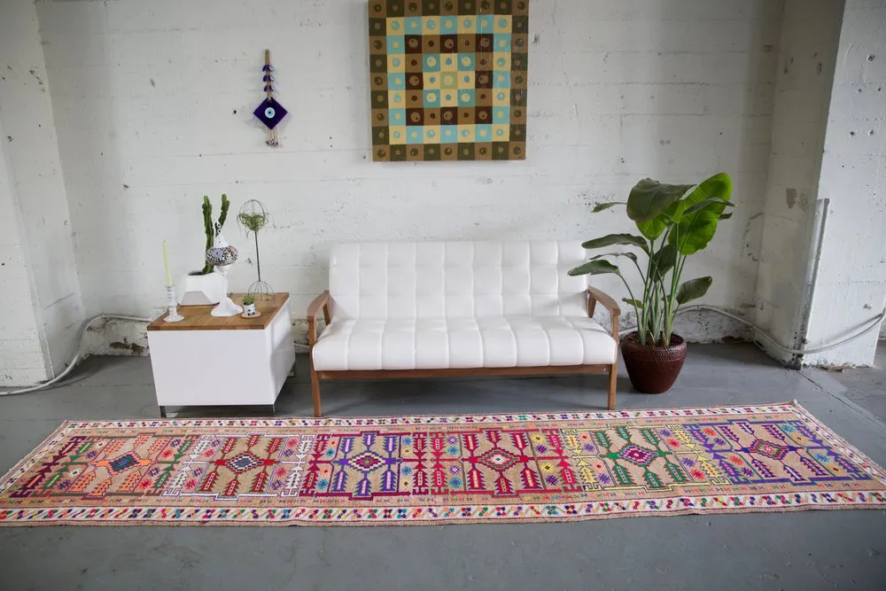 Vintage Kurdish Herki Runner 2.10ftx12.5ft