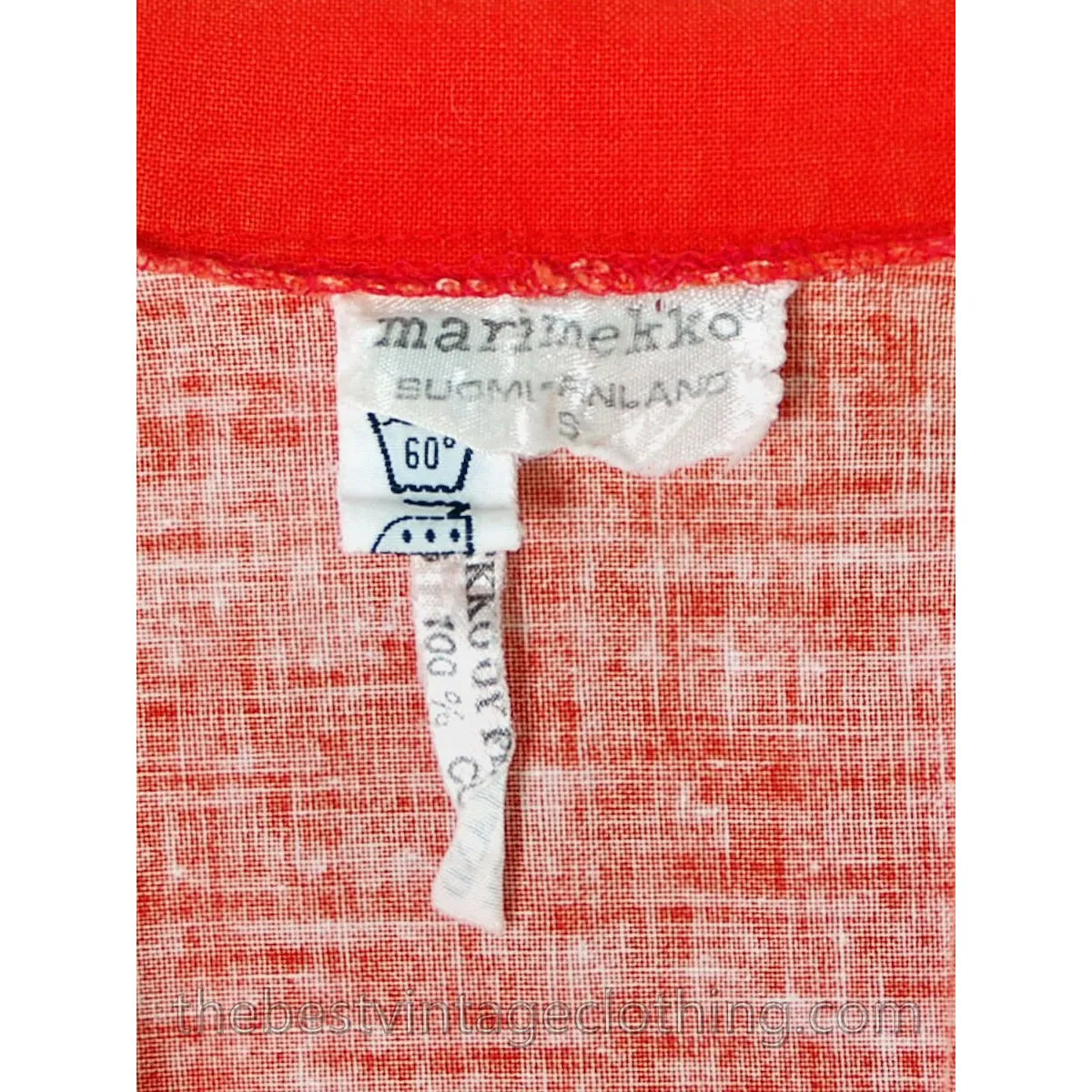 Vintage Marimekko Shirt Dress Bold  Print 1976 Orange & Black Cotton Sz Pentti Rinta