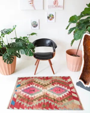Vintage Mini Turkish Kilim Rug 2'10"x4'2"