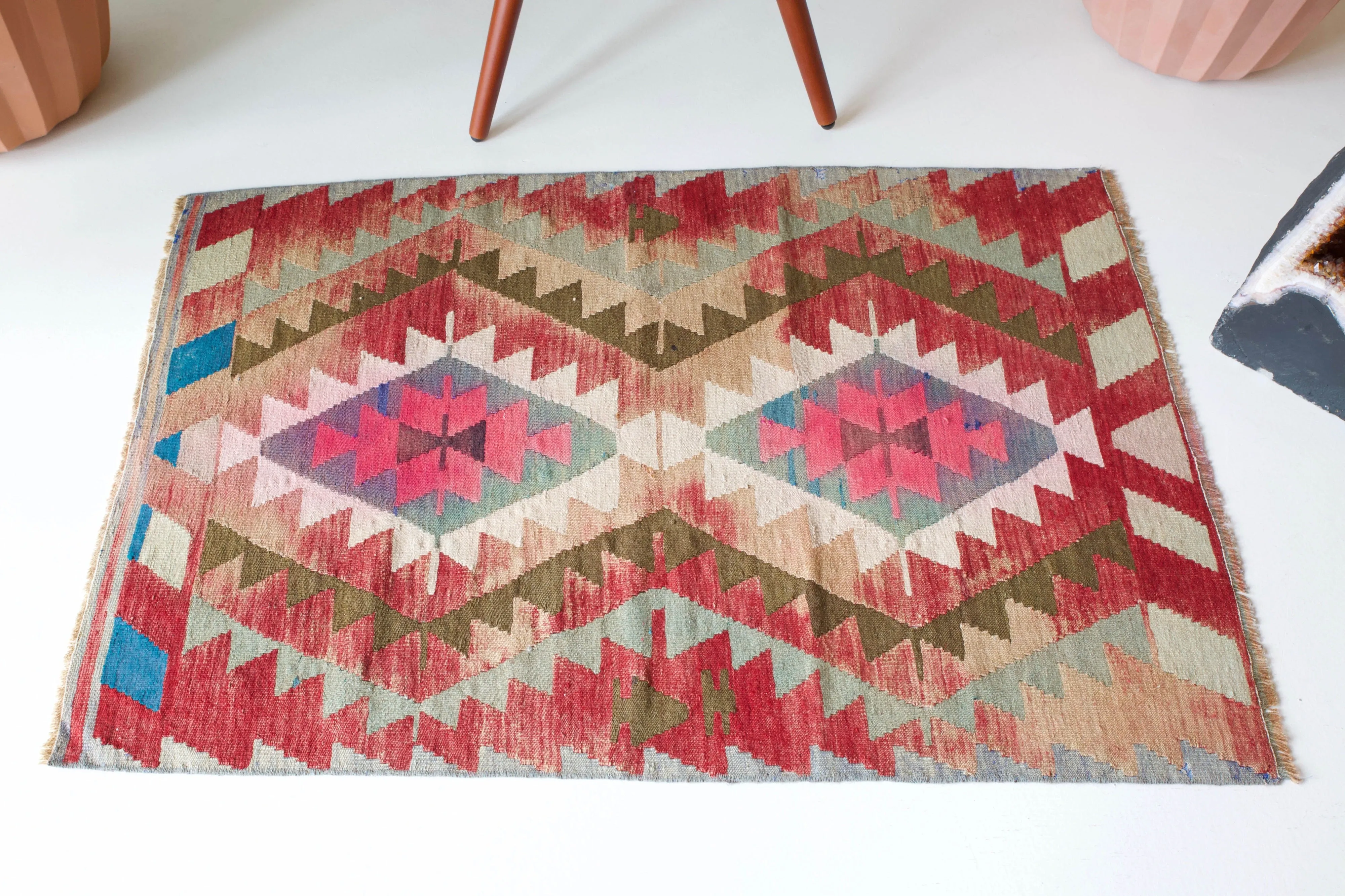 Vintage Mini Turkish Kilim Rug 2'10"x4'2"