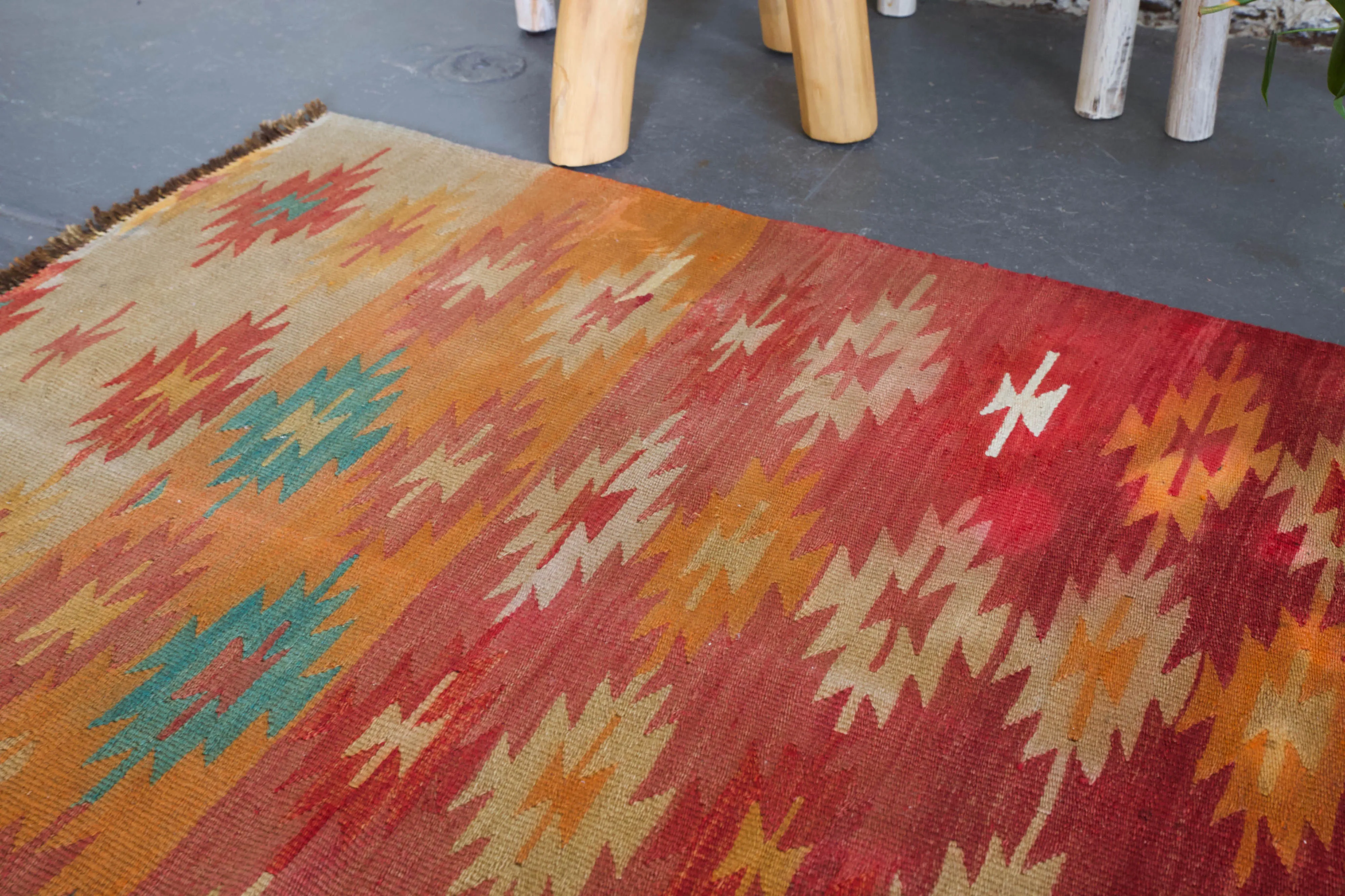 Vintage Mini Turkish Kilim Rug 3'3"x3'9"