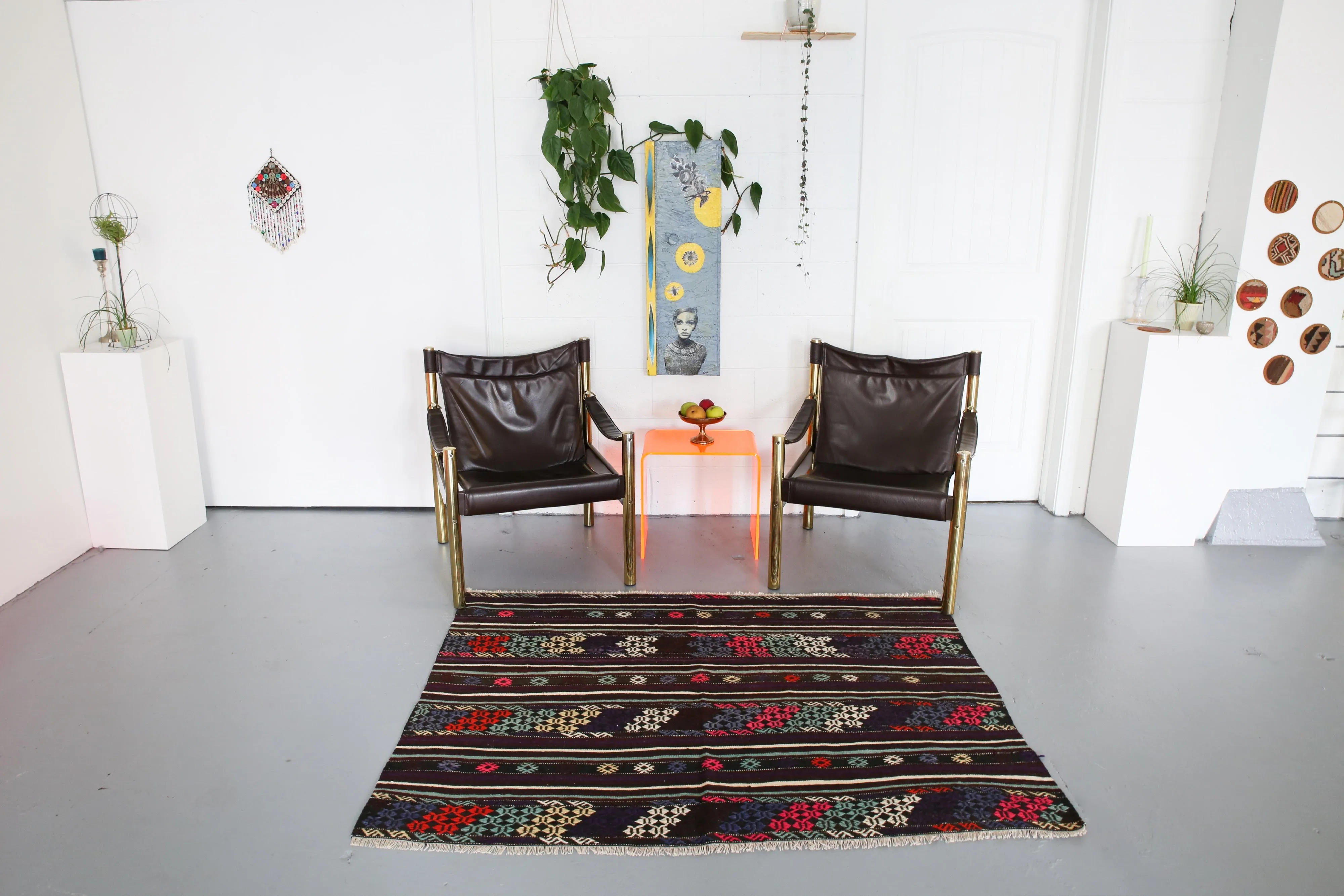 Vintage Mini Turkish Kilim Rug 4ftx5ft