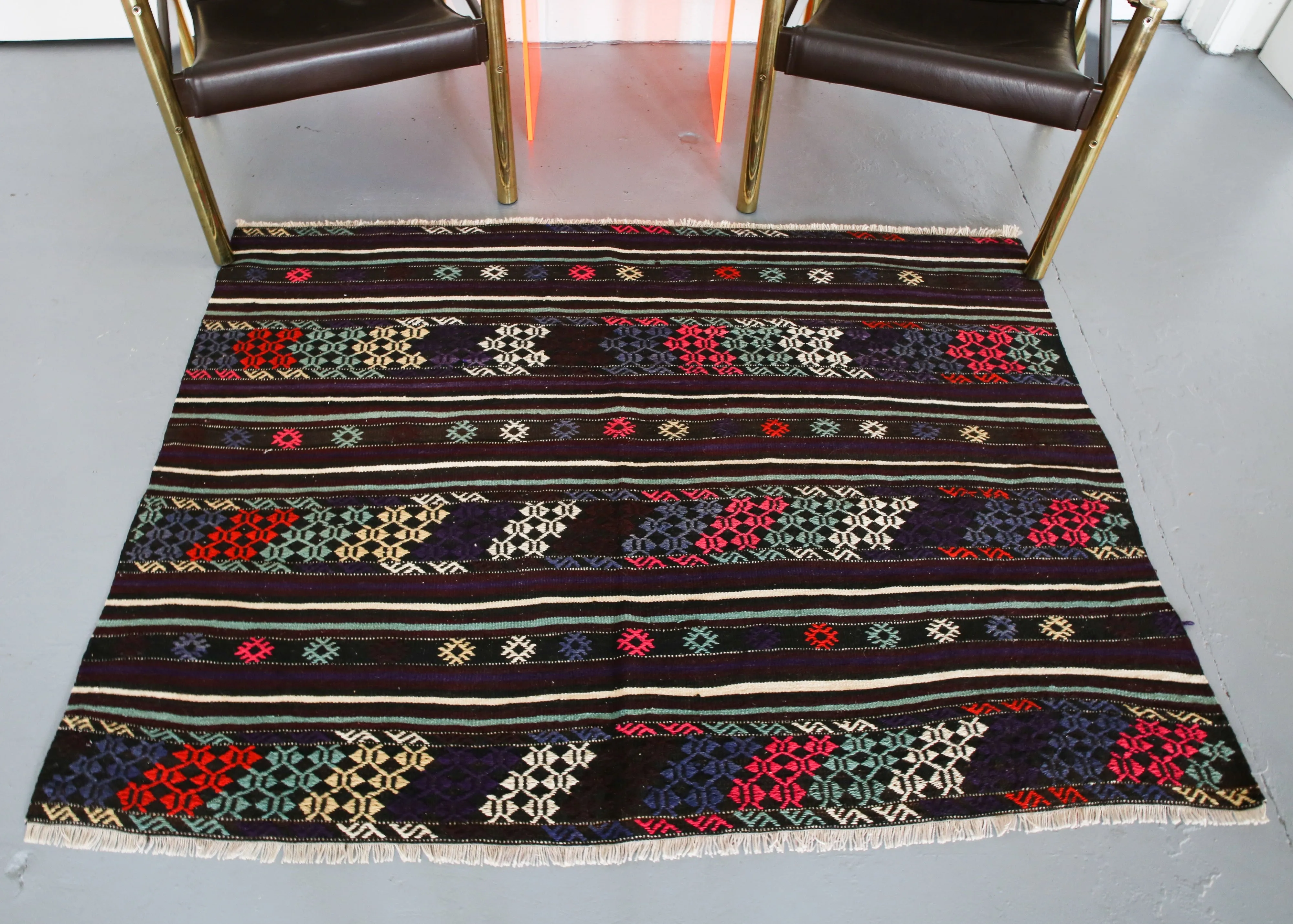 Vintage Mini Turkish Kilim Rug 4ftx5ft