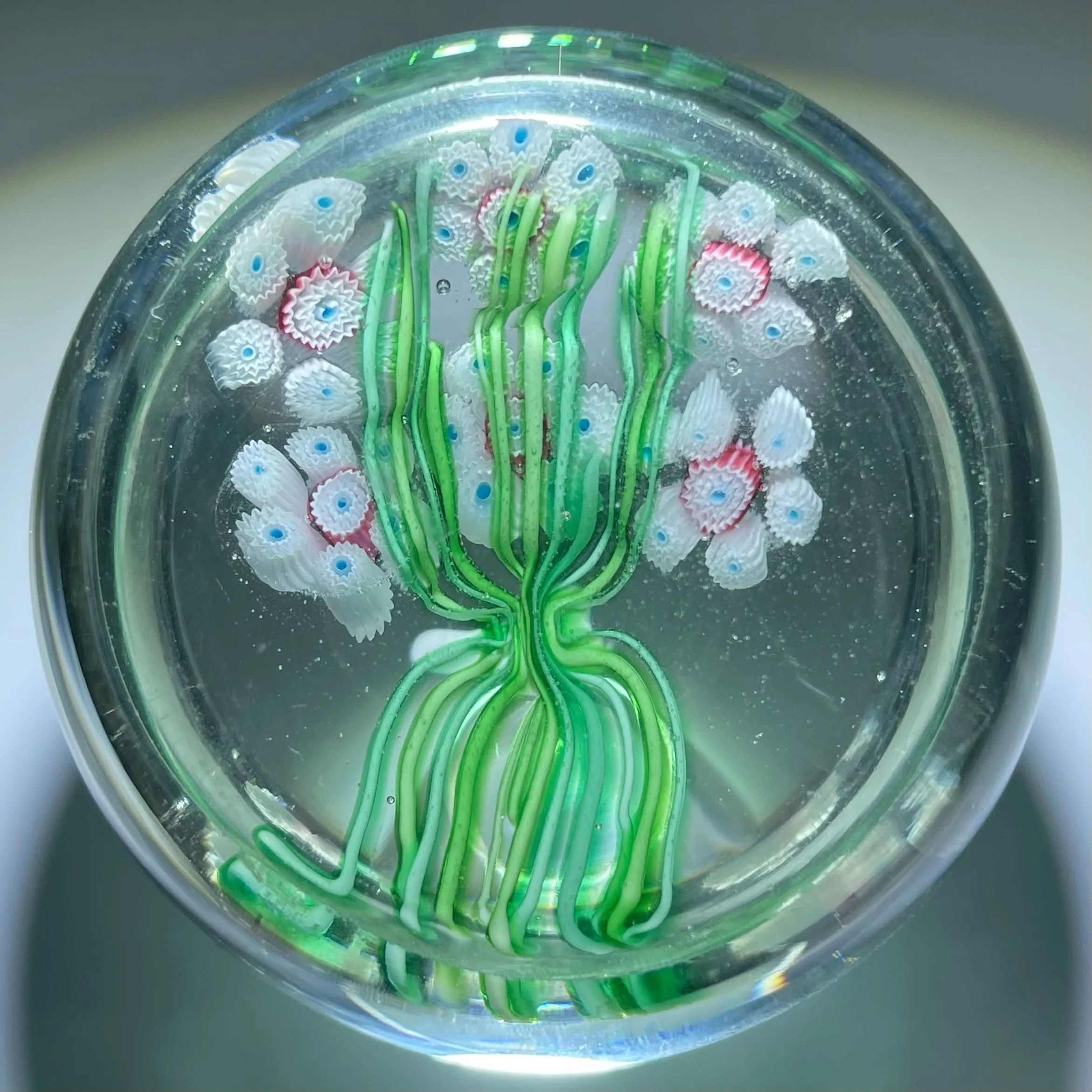 Vintage Murano Art glass Paperweight Millefiori Flower Bouquet