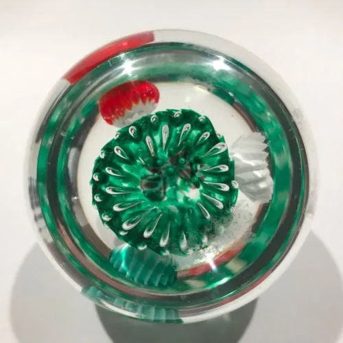 Vintage Murano Fratelli Toso Art Glass Paperweight Millefiori Butterfly Flowers