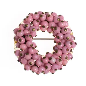 Vintage Pink Glass Beaded Brooch
