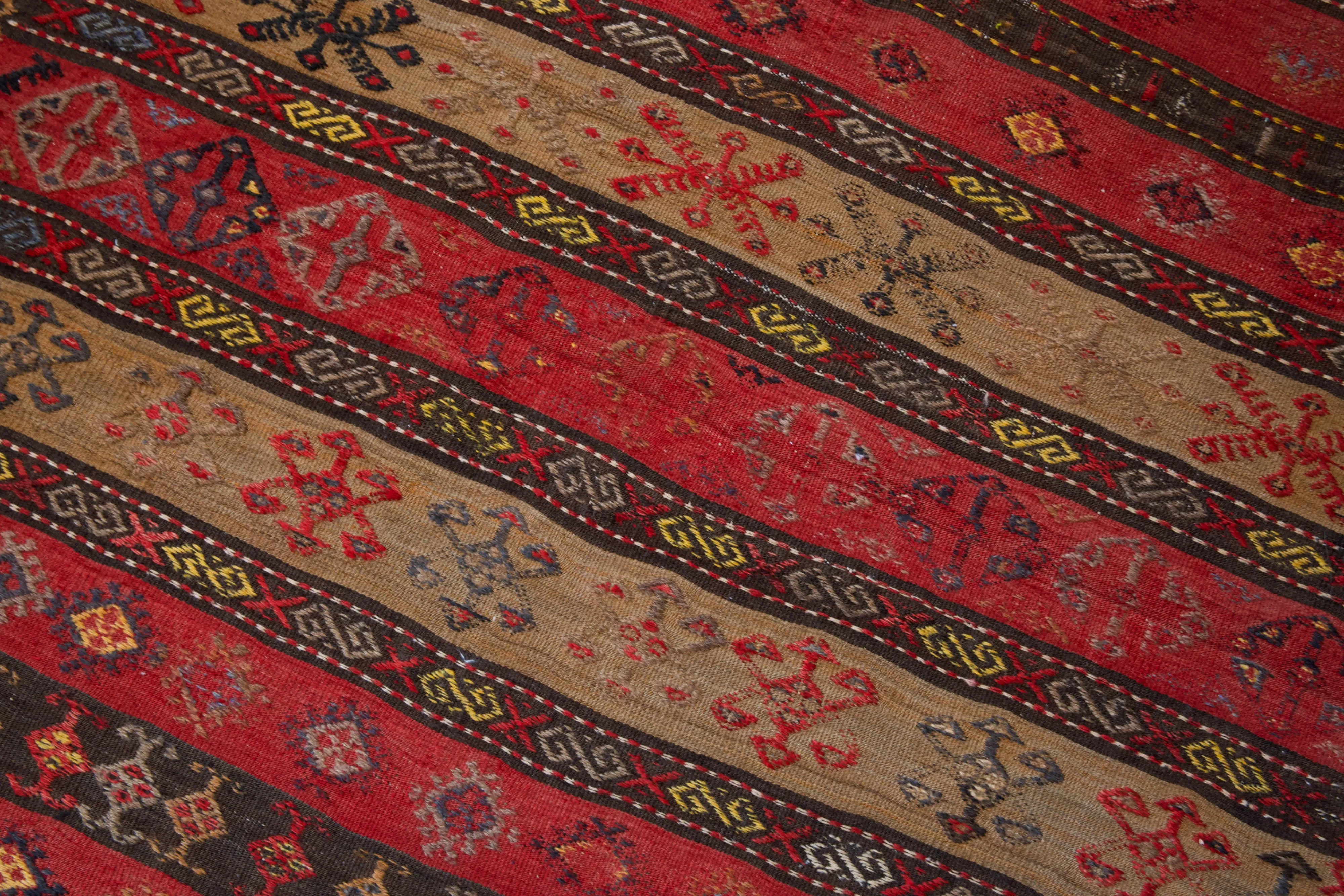 Vintage Sivas Kilim Rug 4'x5'5"