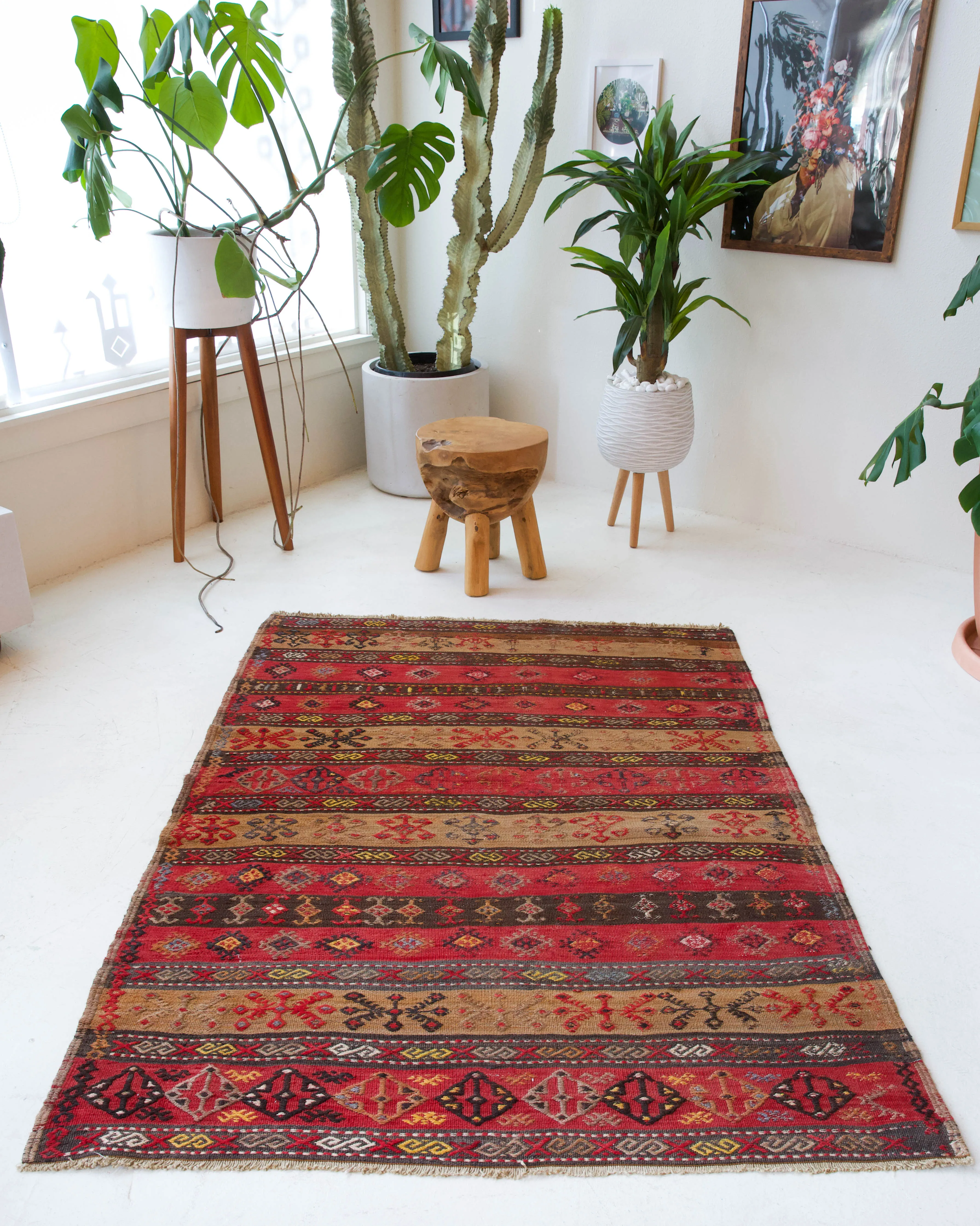 Vintage Sivas Kilim Rug 4'x5'5"
