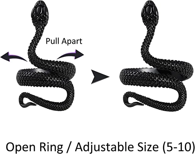 Vintage Snake Ring -2PCS Black