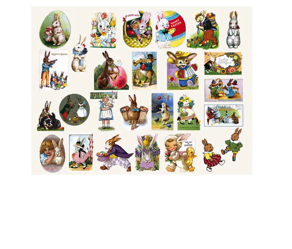 Vintage Stickers : Easter Bunnies!