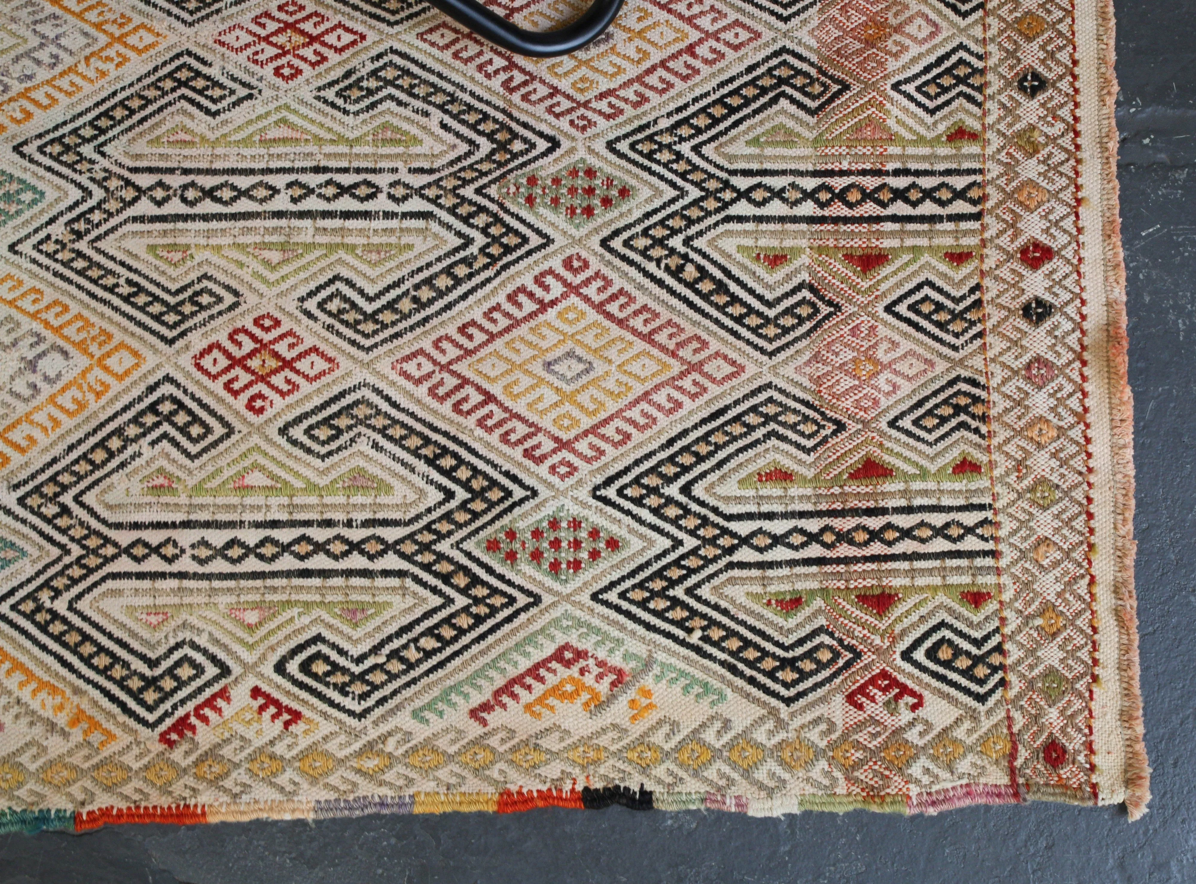 Vintage Turkish Aegean Cicim Kilim Rug  3'8"x5'5"