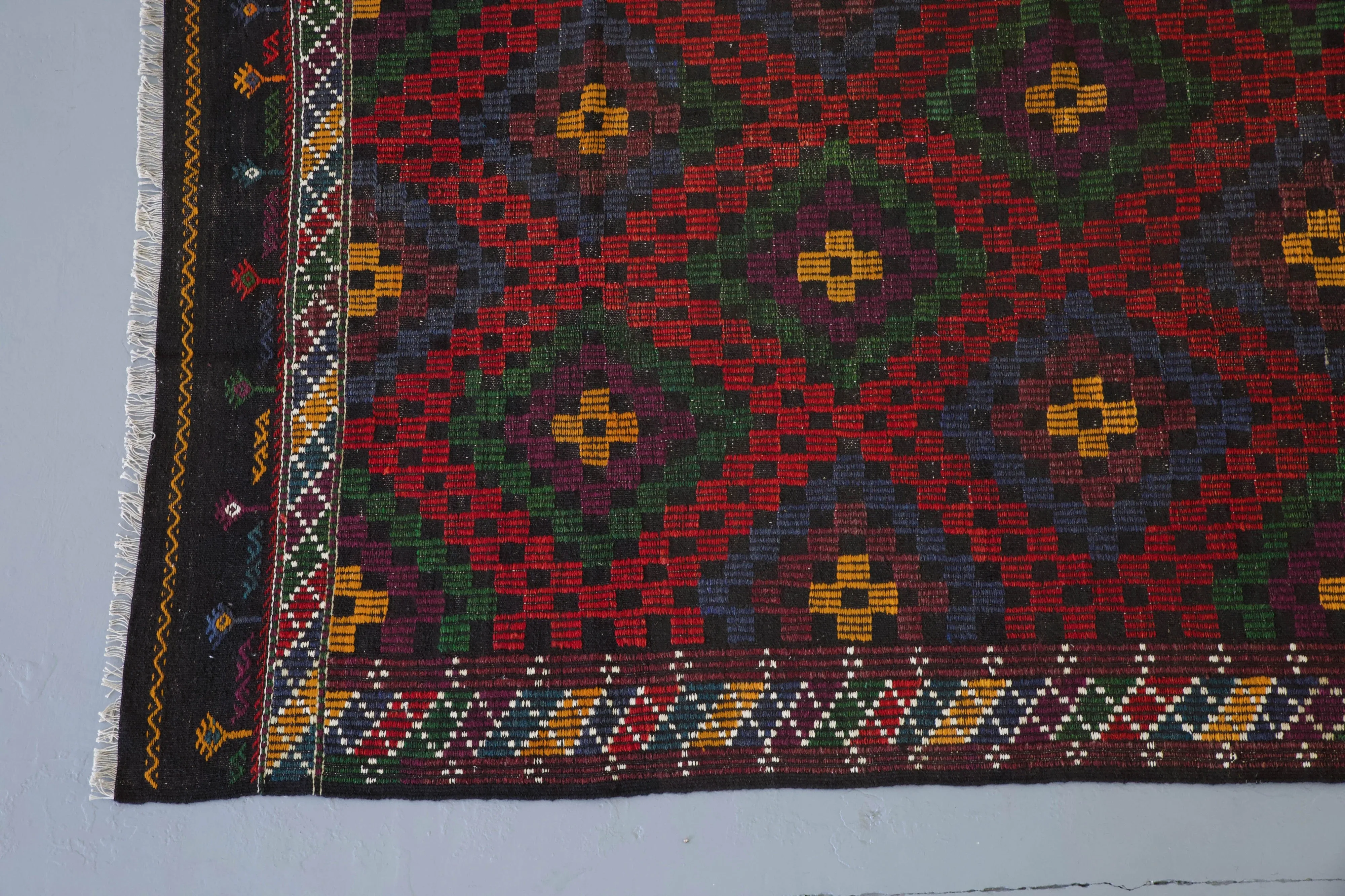 Vintage Turkish Anatolian Cicim Kilim Rug 6'9"x9'4"