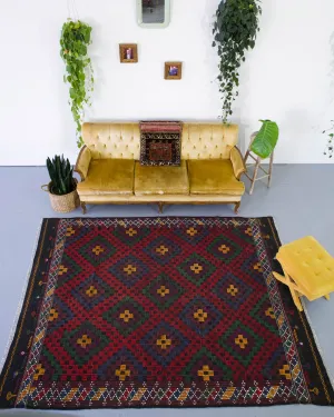 Vintage Turkish Anatolian Cicim Kilim Rug 6'9"x9'4"