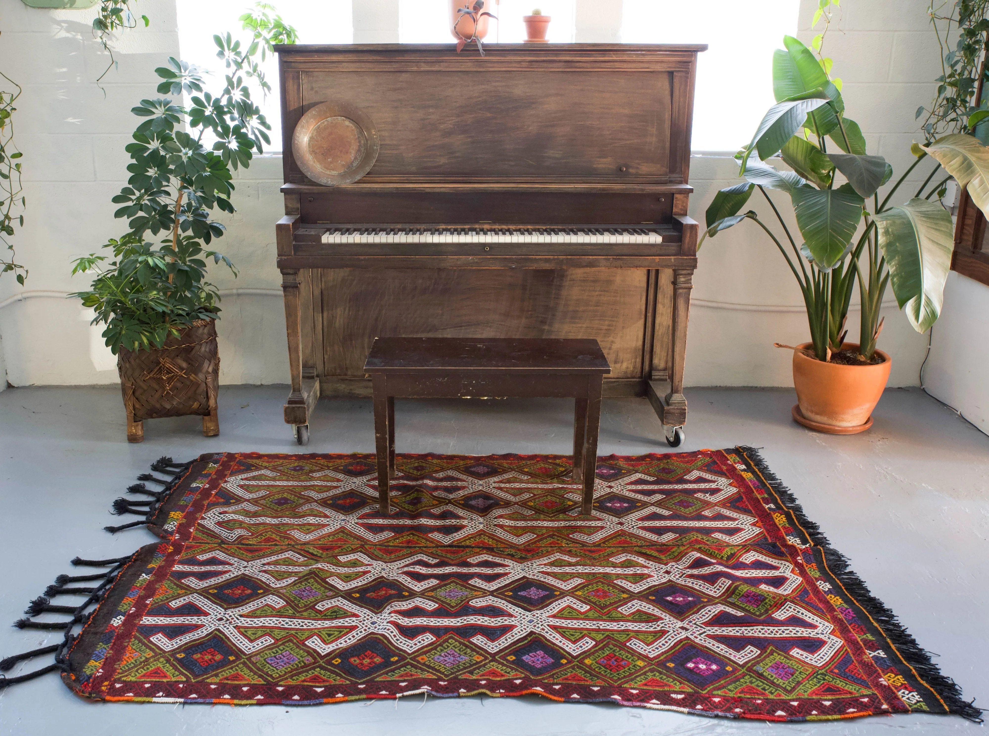 Vintage Turkish Anatolian Cicim Kilim Rug