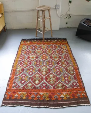 Vintage Turkish Anatolian Cicim Kilim Rug