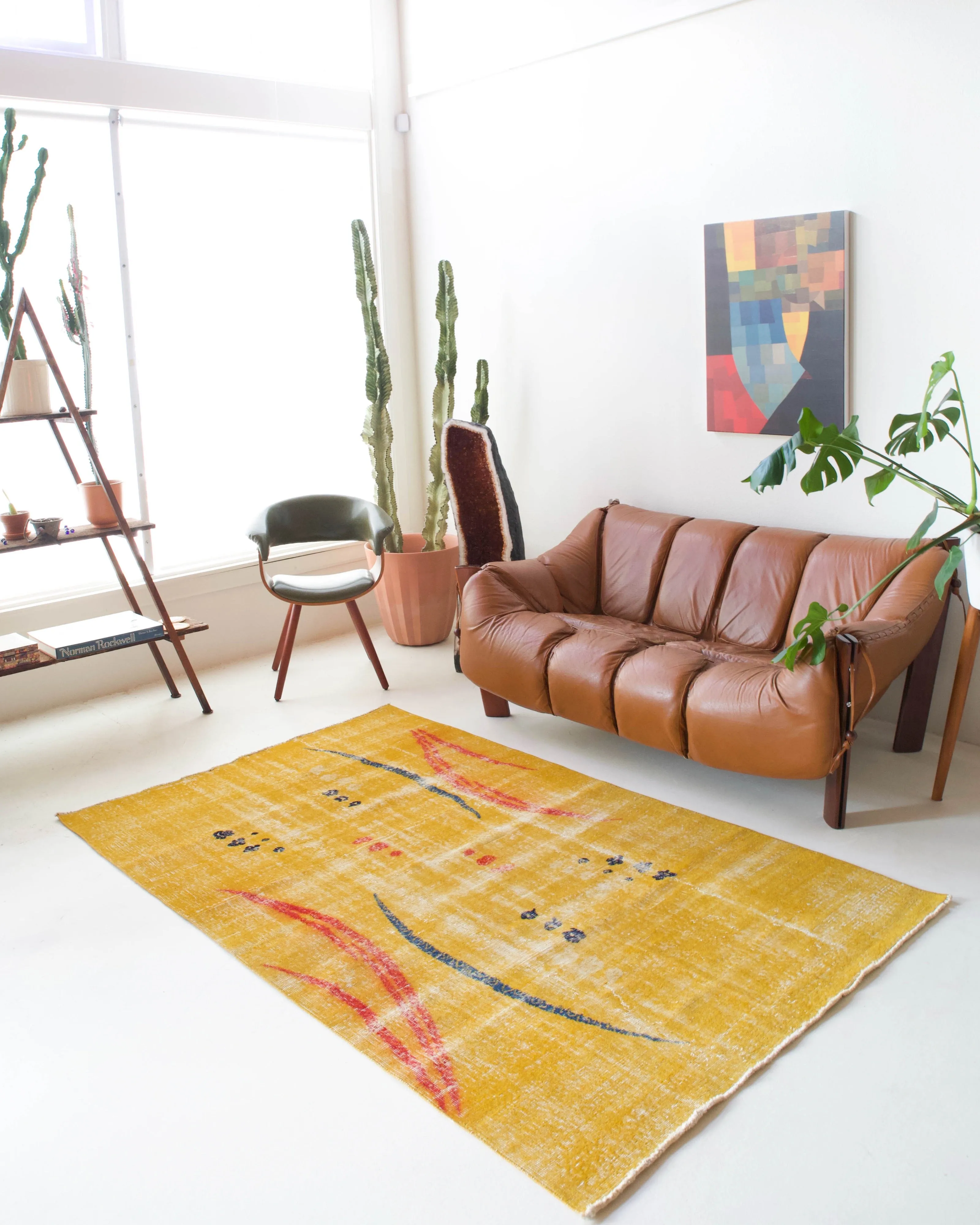 Vintage Turkish Art Deco Rug 4'8"x7'7"