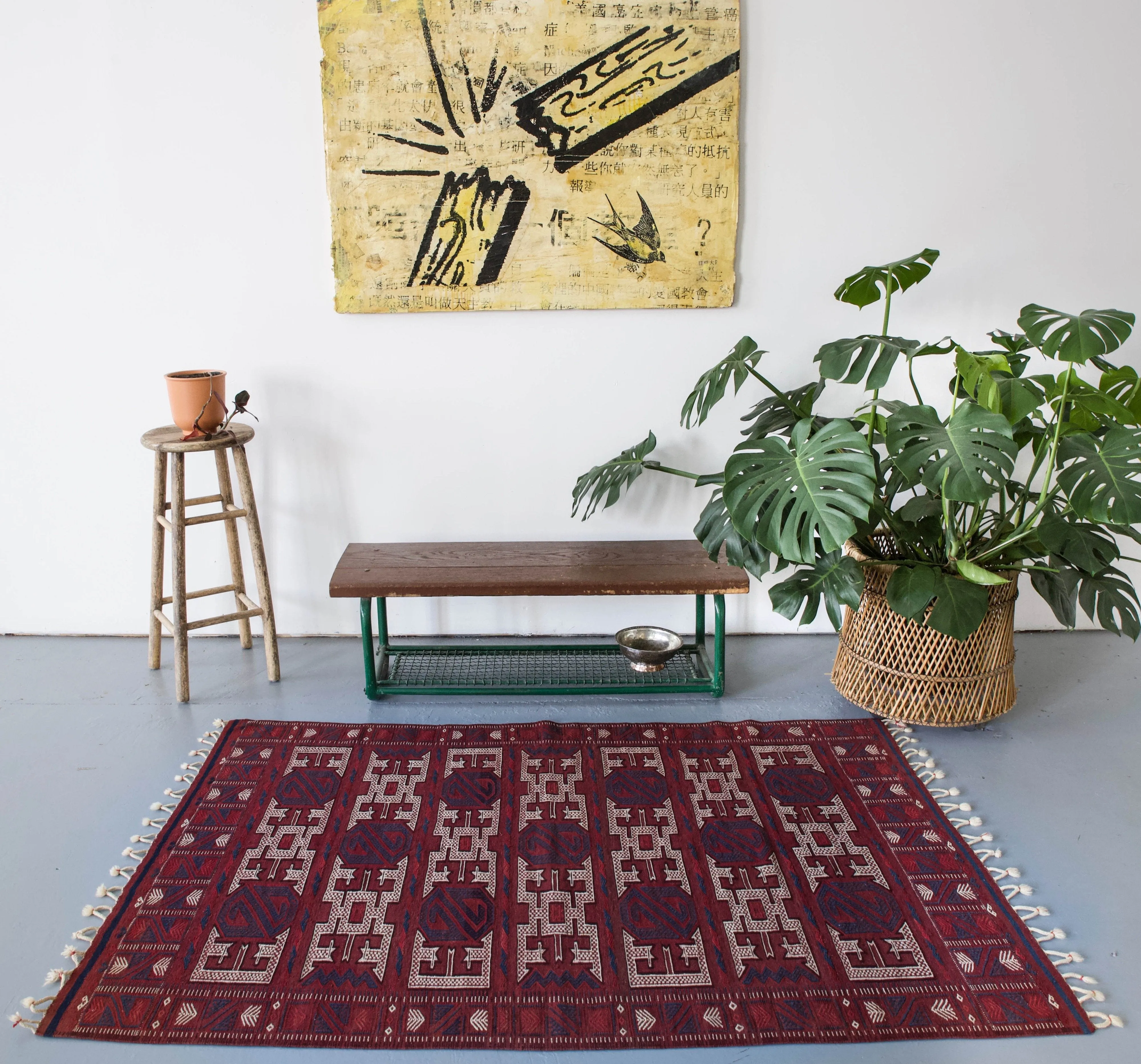 Vintage Turkish Balikesir Yuncu Kilim Rug