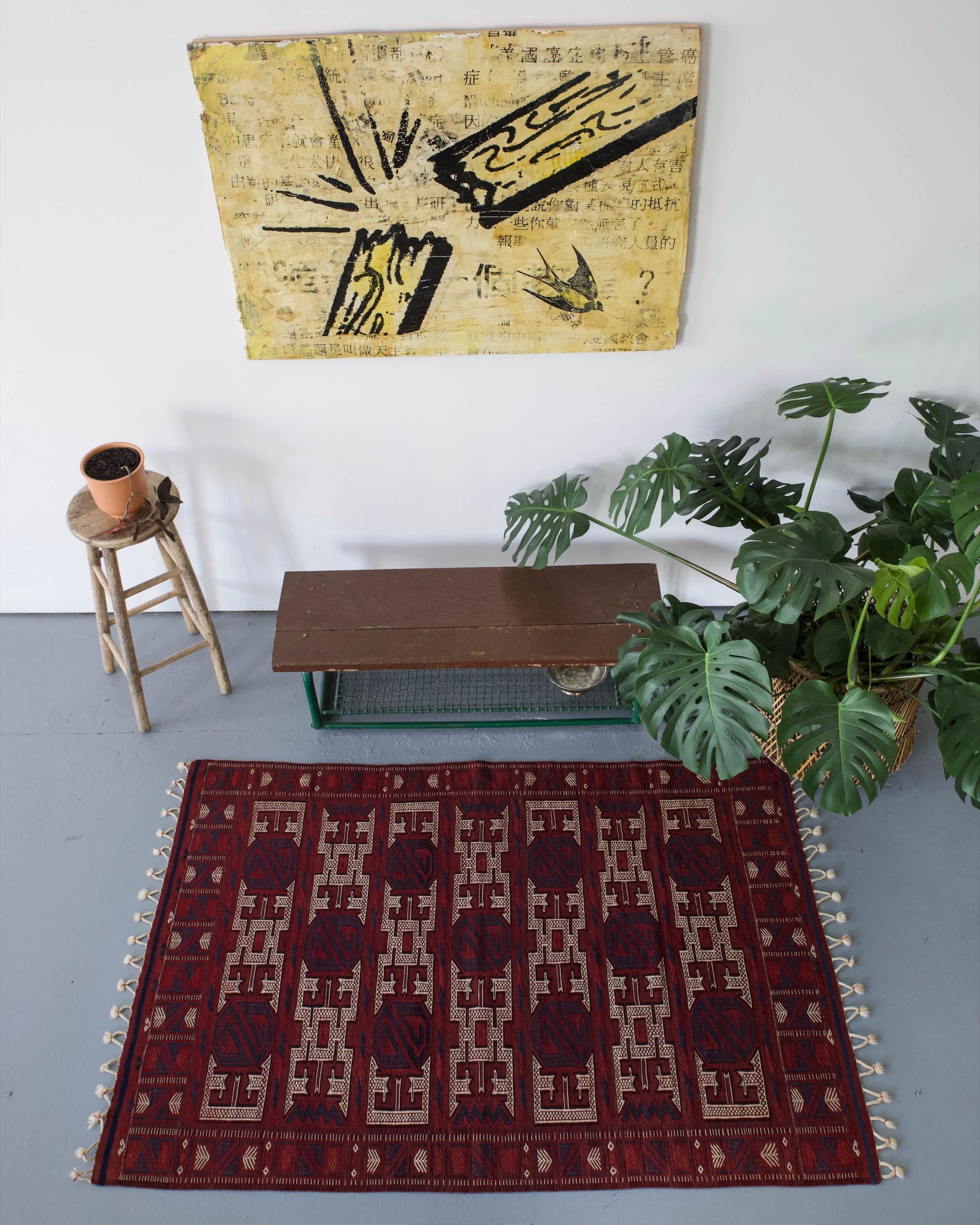 Vintage Turkish Balikesir Yuncu Kilim Rug